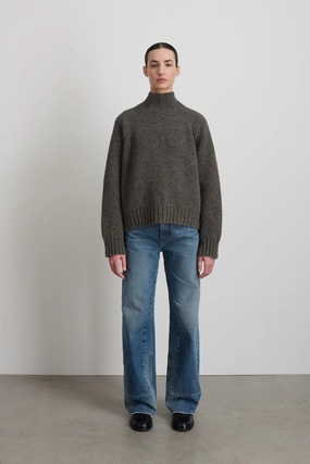 Chilly Season Wear Funnel Neck Brown Donegal