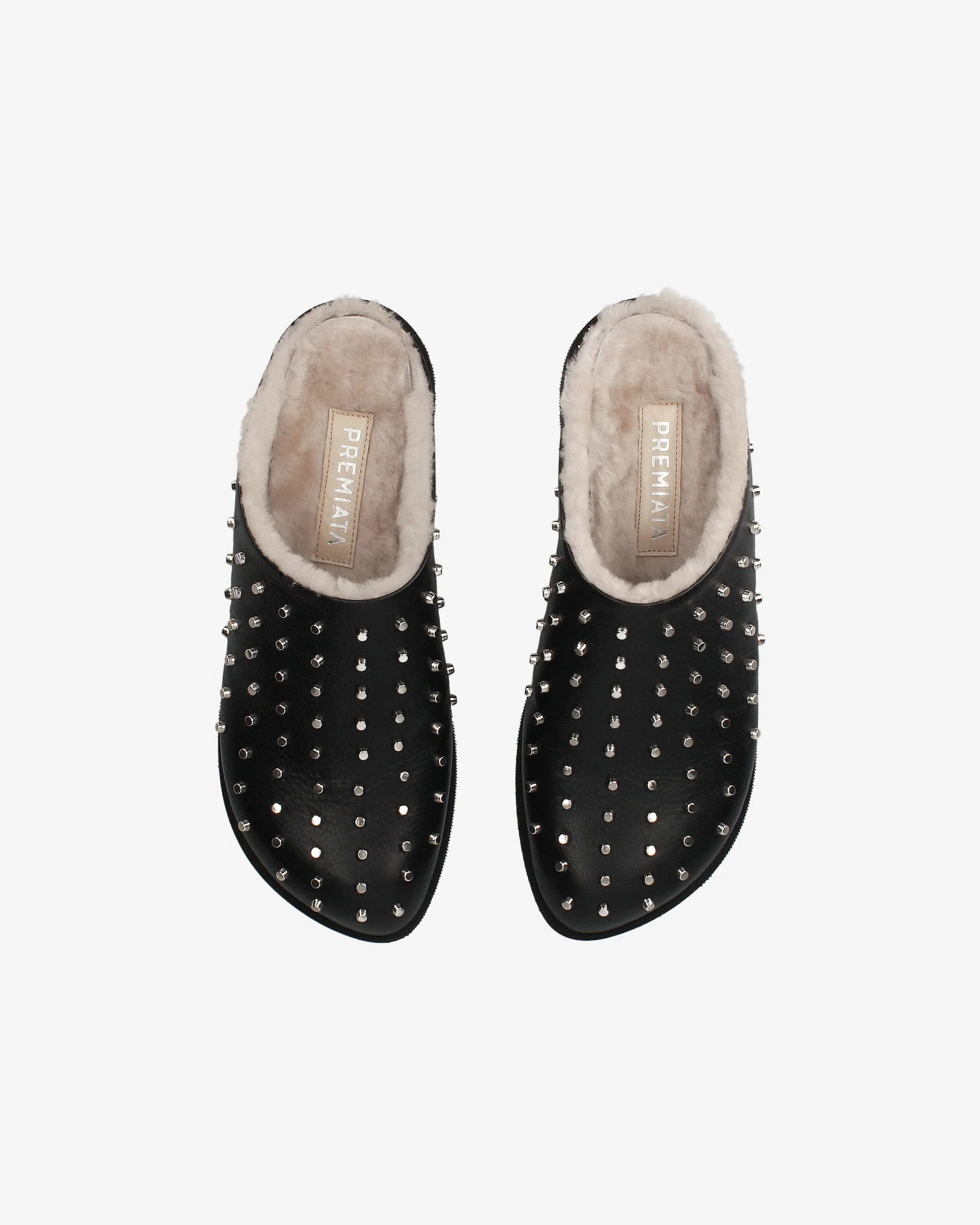 Slippers in Sheepskin and Black Leather Quick Match Stylish Go