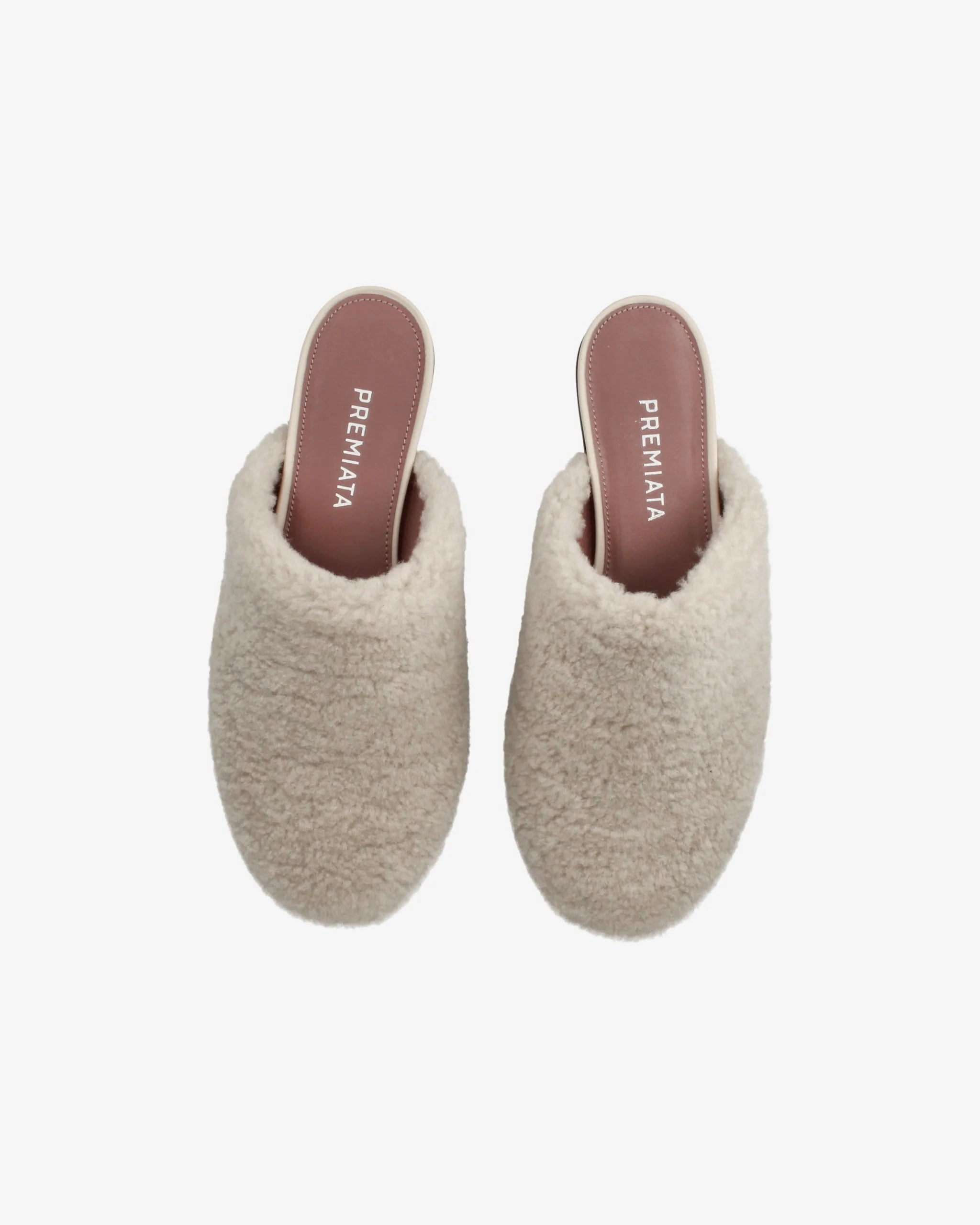 Slippers in Sheepskin and Taupe Leather Outdoor shoes