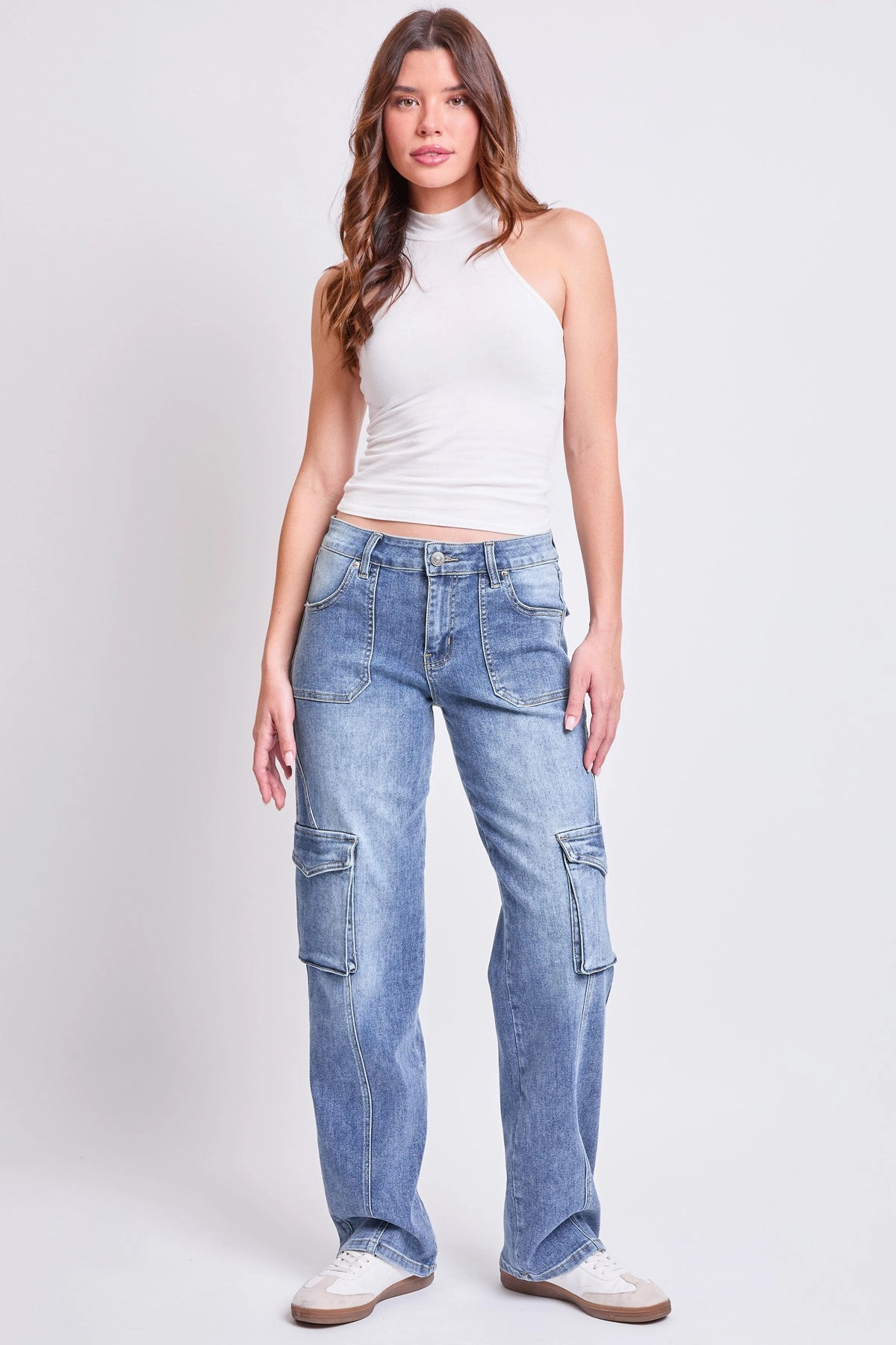 Effortless Choice Women's High Rise Skater Cargo Jeans