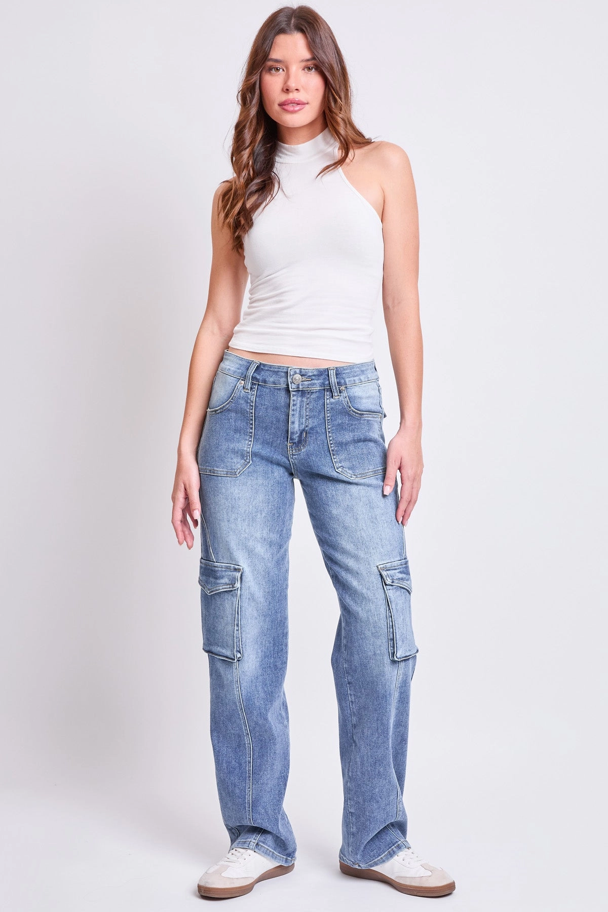 Smooth Shape Women's High Rise Skater Cargo Jeans