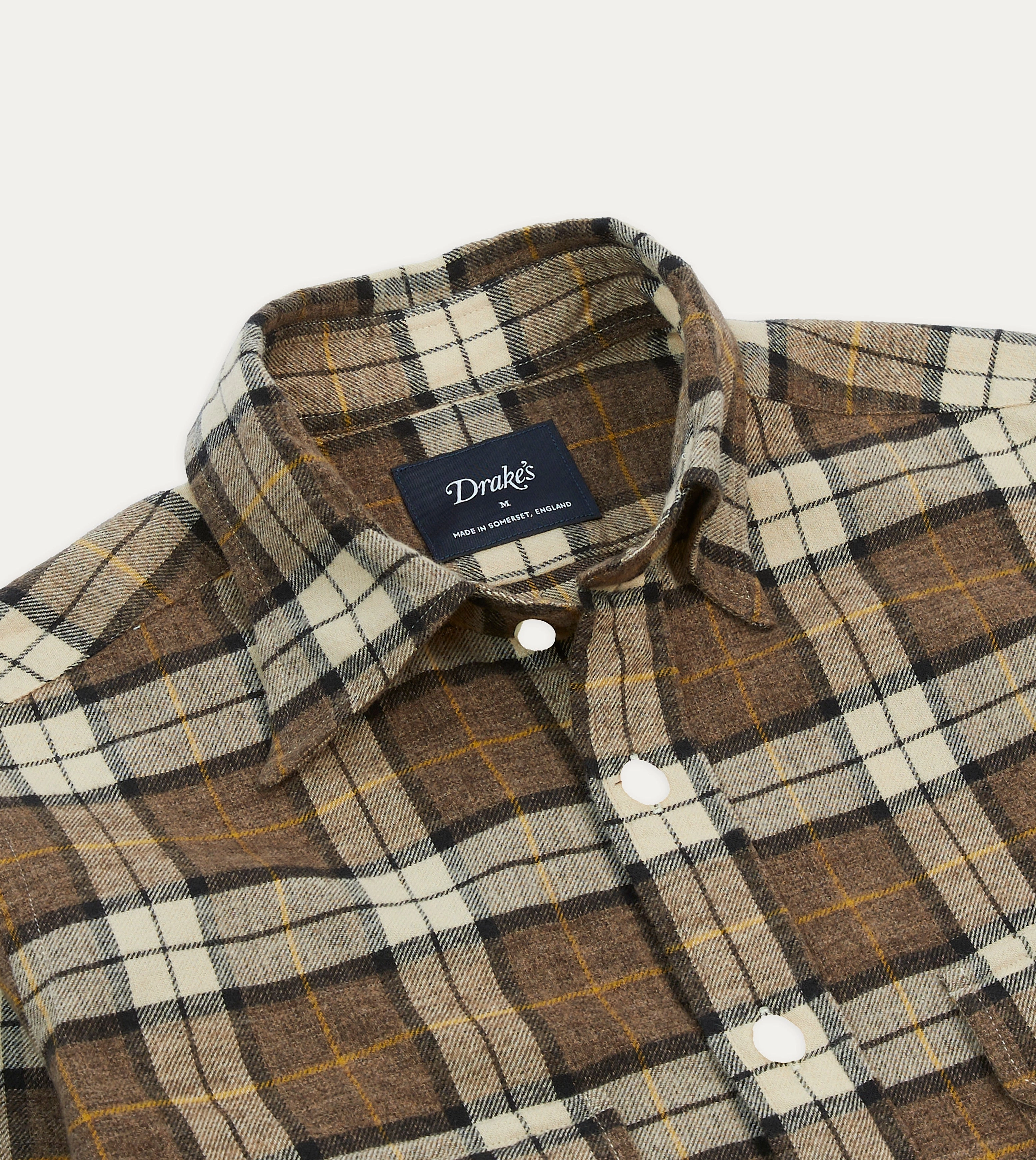 Essential Fit Urban Edge Brown Check Brushed Cotton Two-Pocket Work Shirt