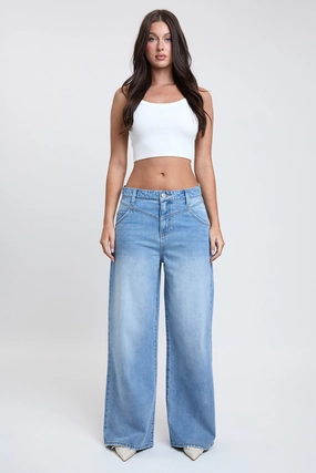 Easy Pairing Great Base Women's Relaxed Extra Baggy Wide Leg Jeans