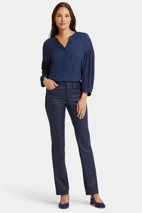 Base Look Anytime Fit Coated Marilyn Straight Jeans - Starless Sky Coated