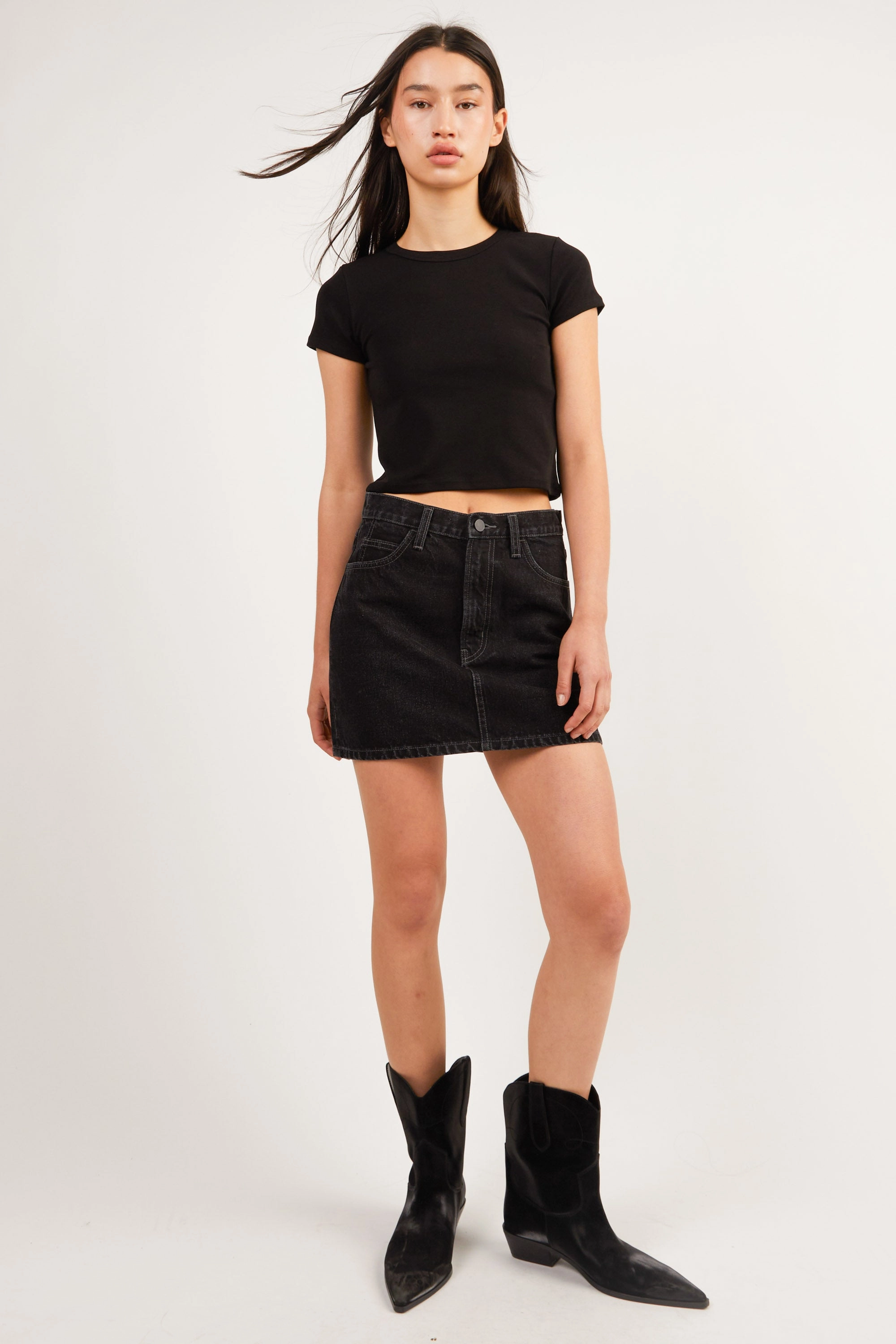 Breathable Material Reimagined Classic BLACK MINI JEAN SKIRT