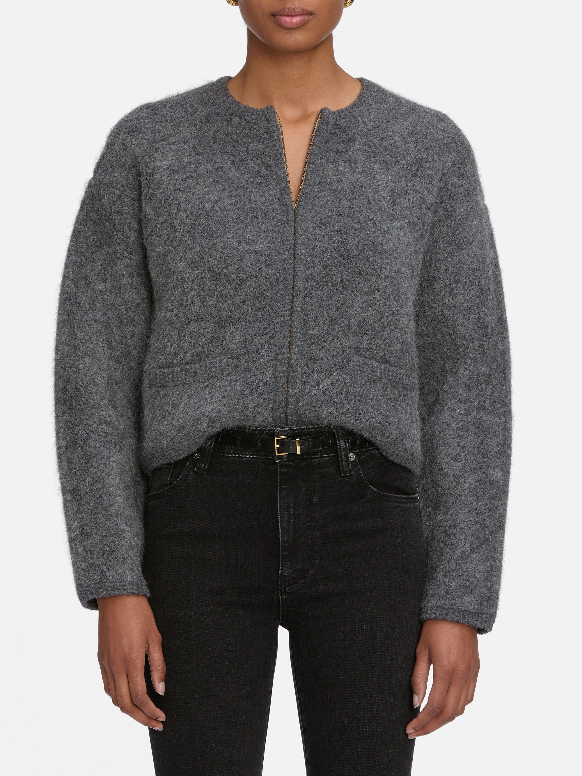The Lofty Crochet Cardi -- Dark Heather Grey Perfect Layer