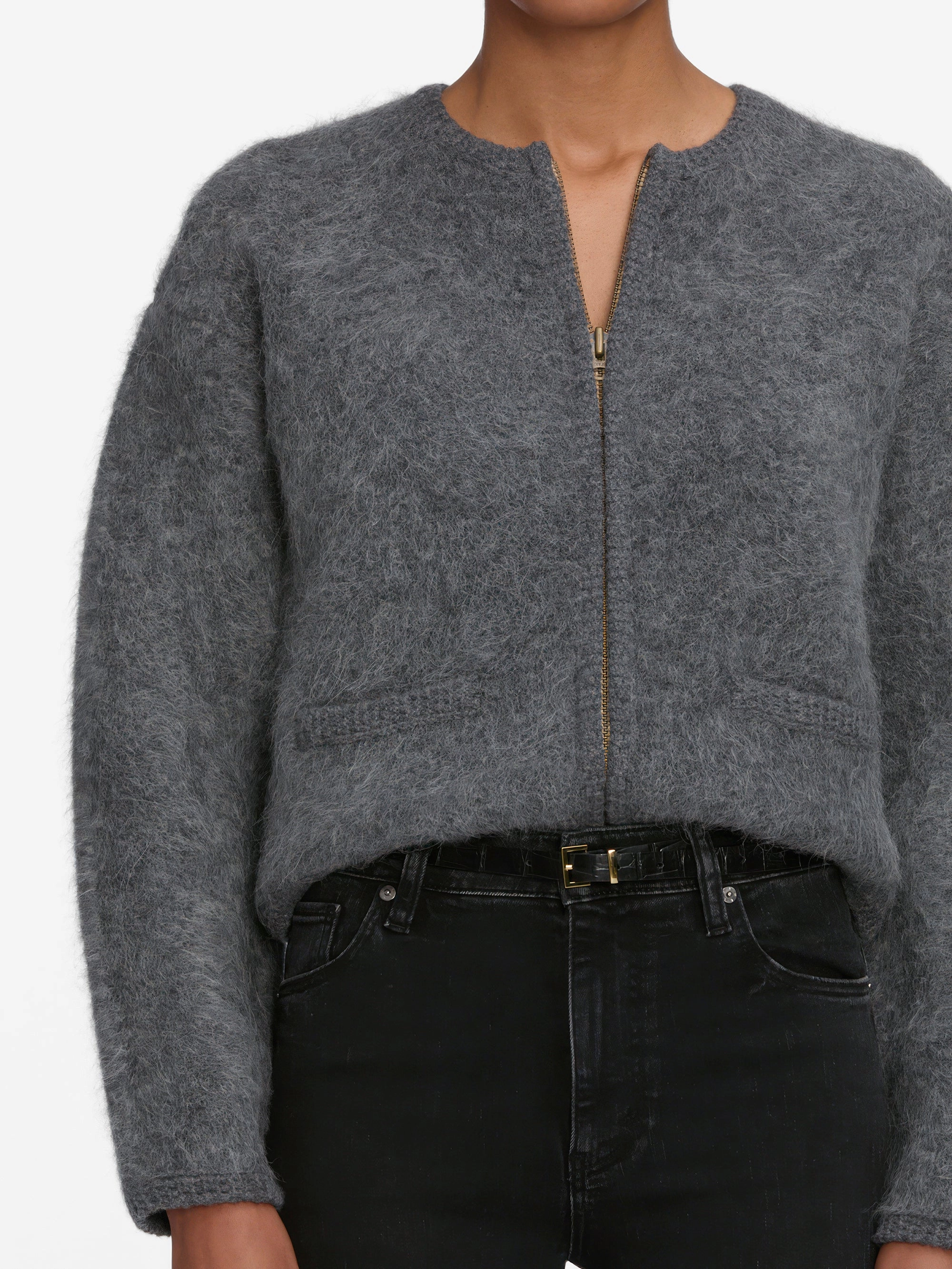 Cozy Hug The Lofty Crochet Cardi -- Dark Heather Grey