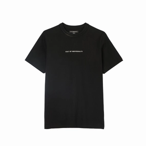 Denim combination Cult's Heavyweight Short Sleeve Crew Neck Tee "Shimuchan" Logo in Black