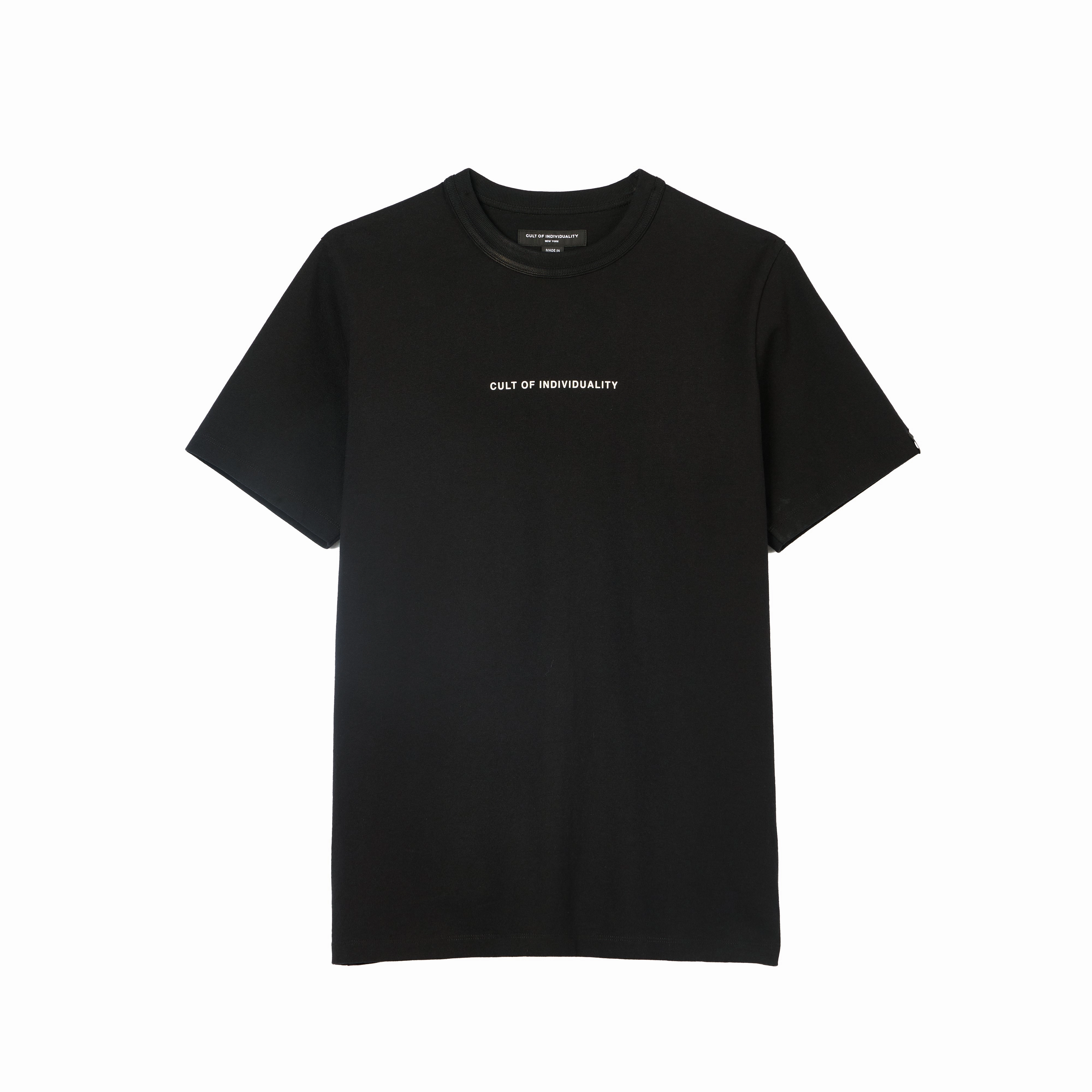 Denim combination Cult's Heavyweight Short Sleeve Crew Neck Tee "Shimuchan" Logo in Black