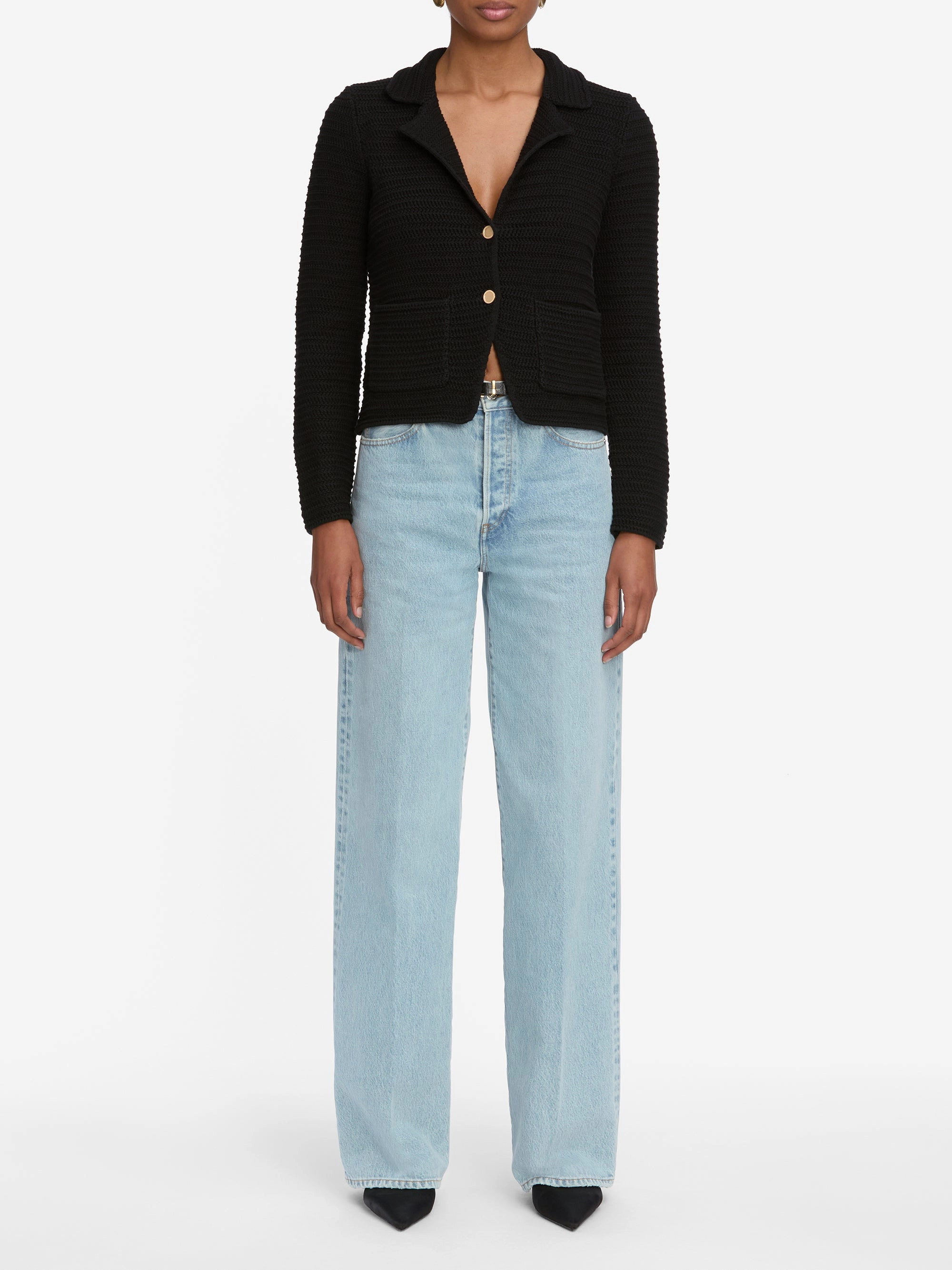 Warm Fashion Cozy Active The Crochet Blazer -- Black