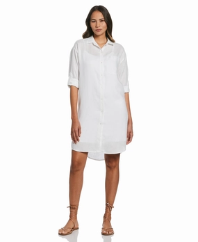 Roll Sleeve Linen Shirt Dress Easy Layering