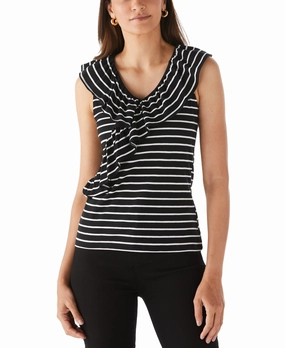 Fashionable Layering Versatile Comfort Stripe Ruffle Top