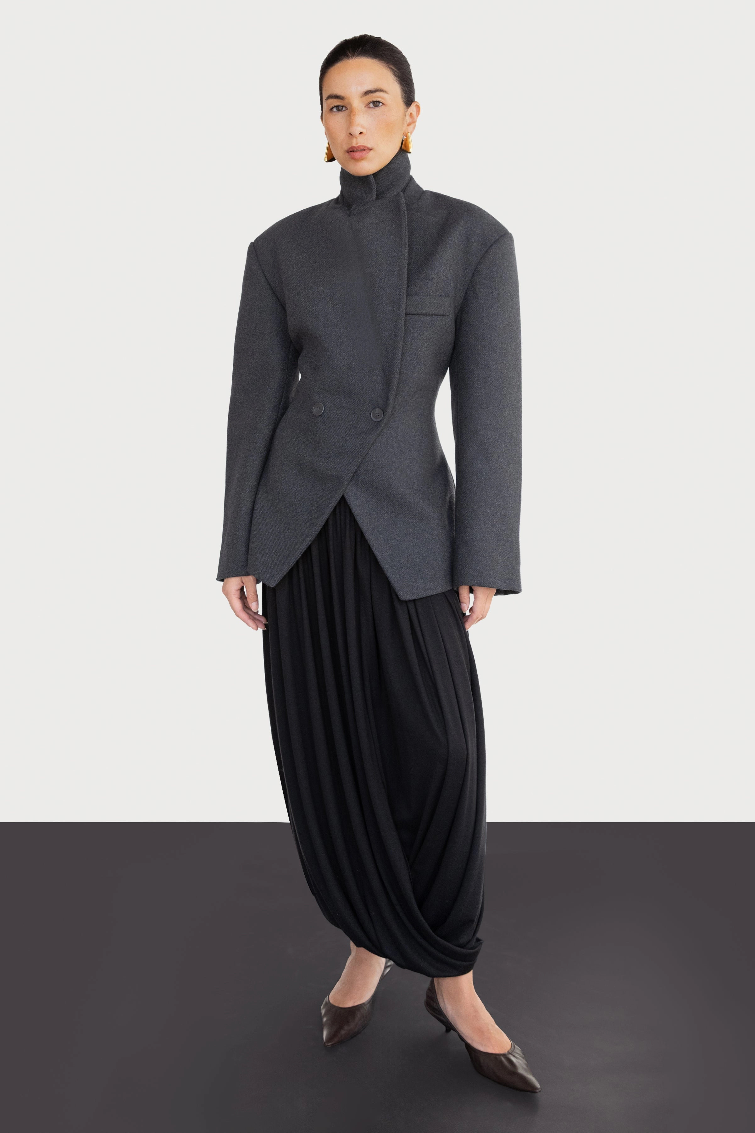 beaded embellishment Roll Up Fasten DRAPED MIDI SKIRT