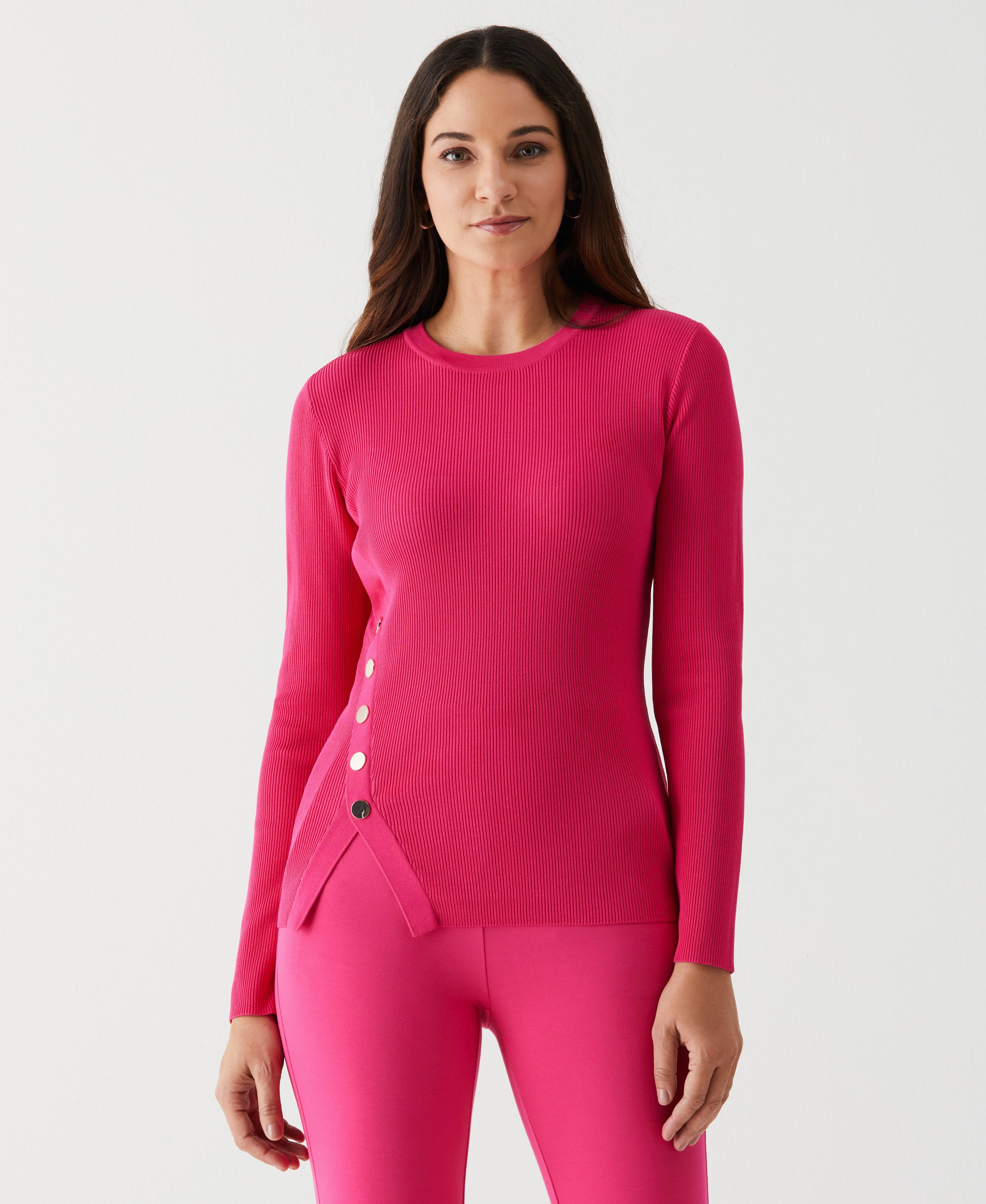 Elegant Knit Asymmetrical Sweater with Snaps