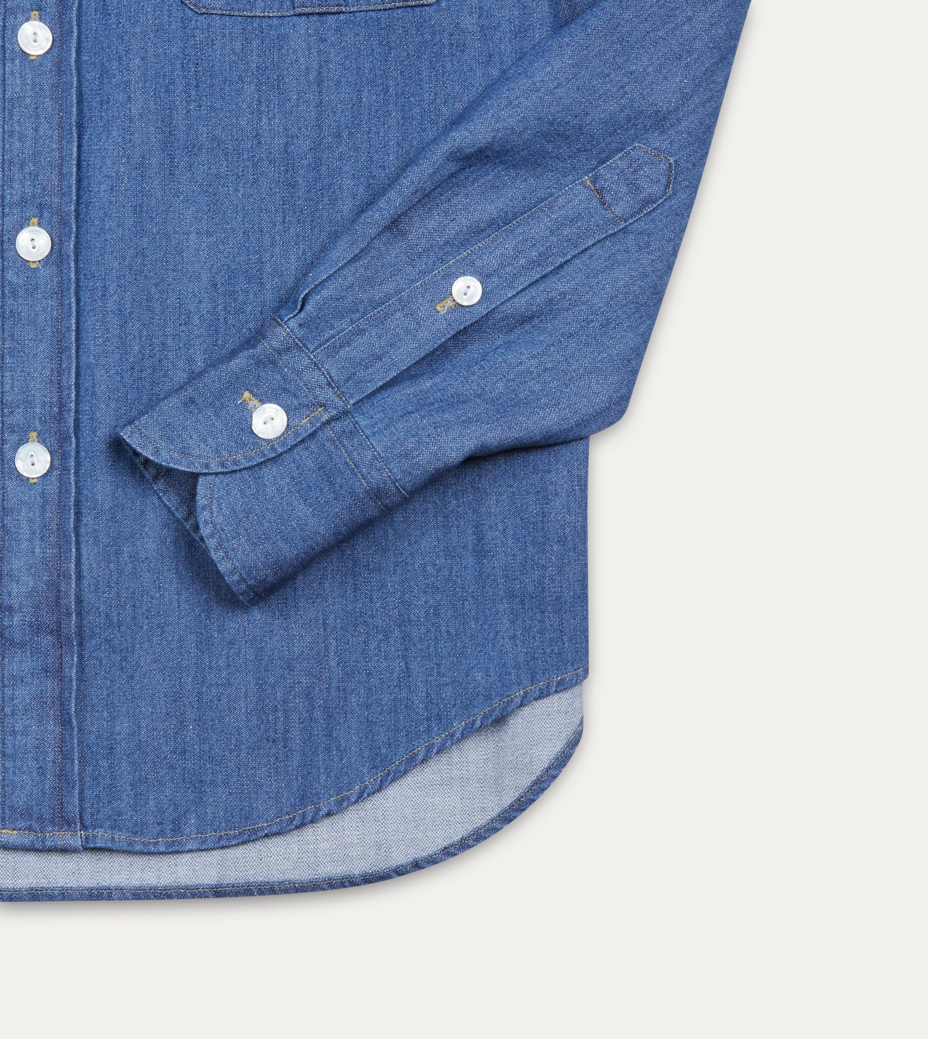 Limited Edition Mid-Blue Washed Denim Cotton Two-Pocket Work Shirt