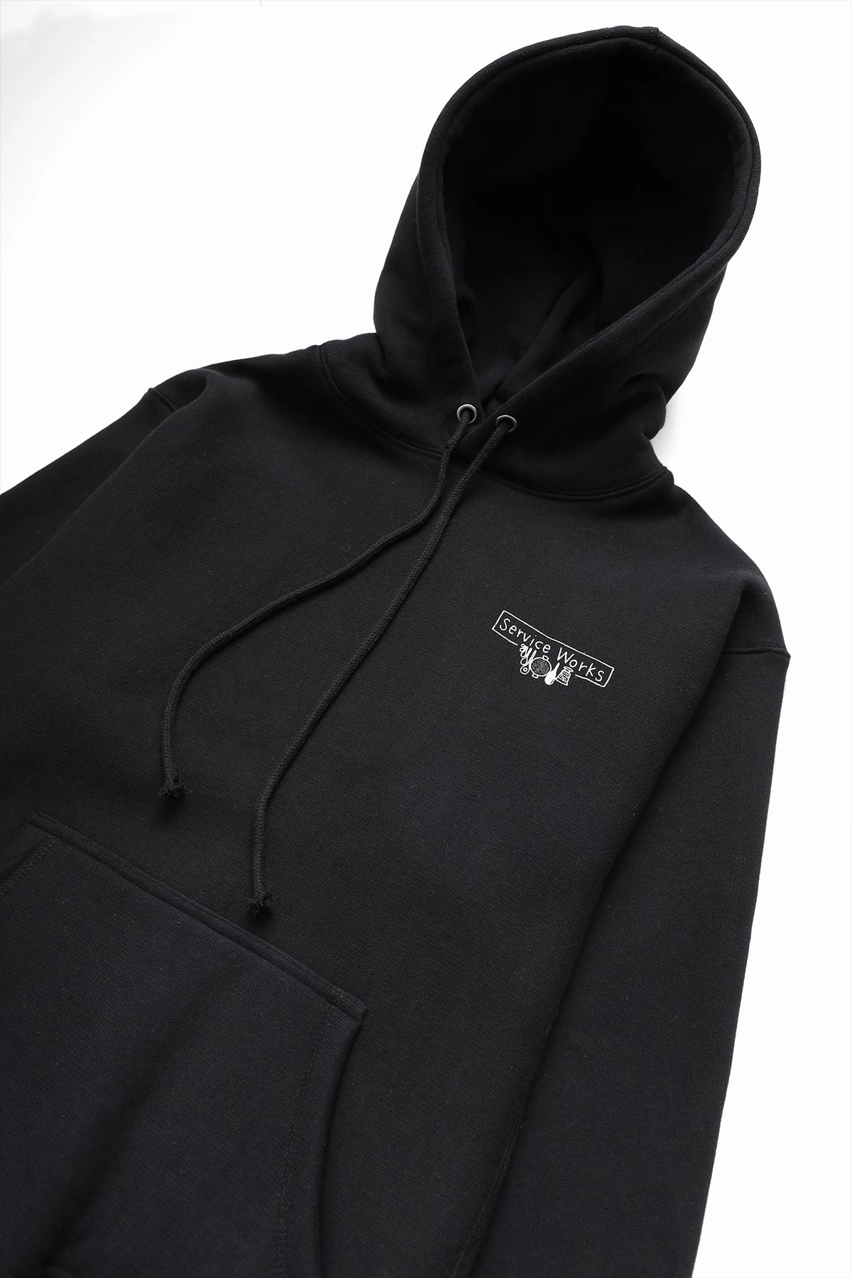 light layering Service Works - 12oz Scribble Logo Hoodie - Black