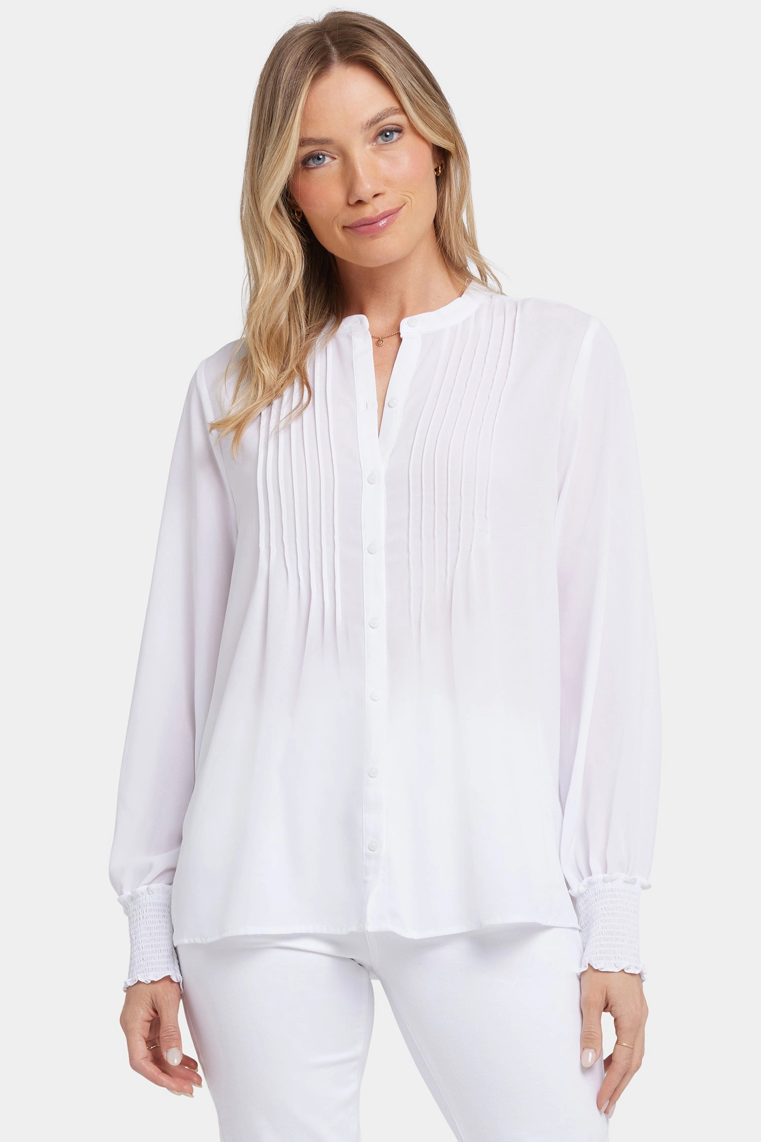 Pleated Peasant Blouse - Optic White Seasonal Wear