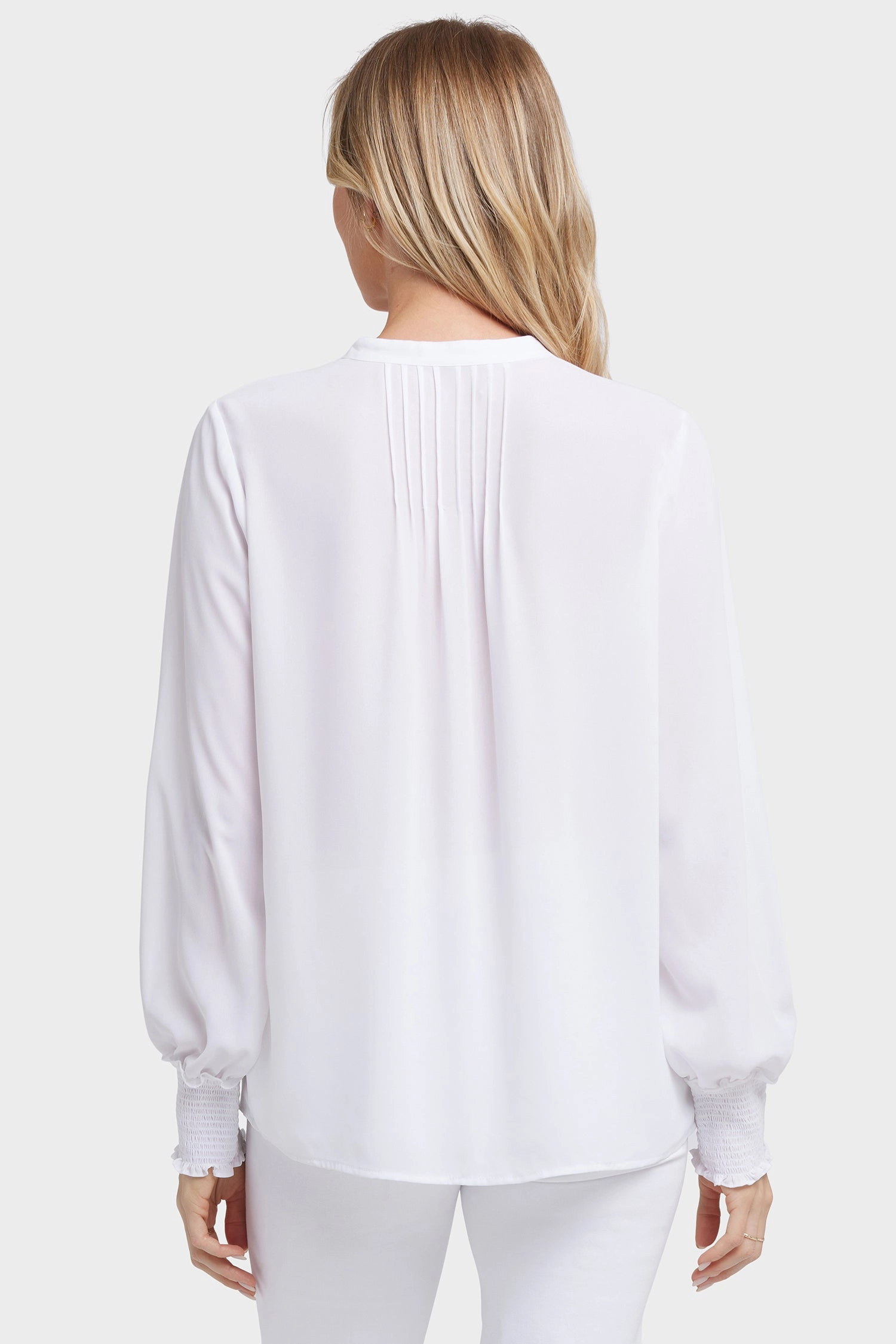 Pleated Peasant Blouse - Optic White Edgy Design