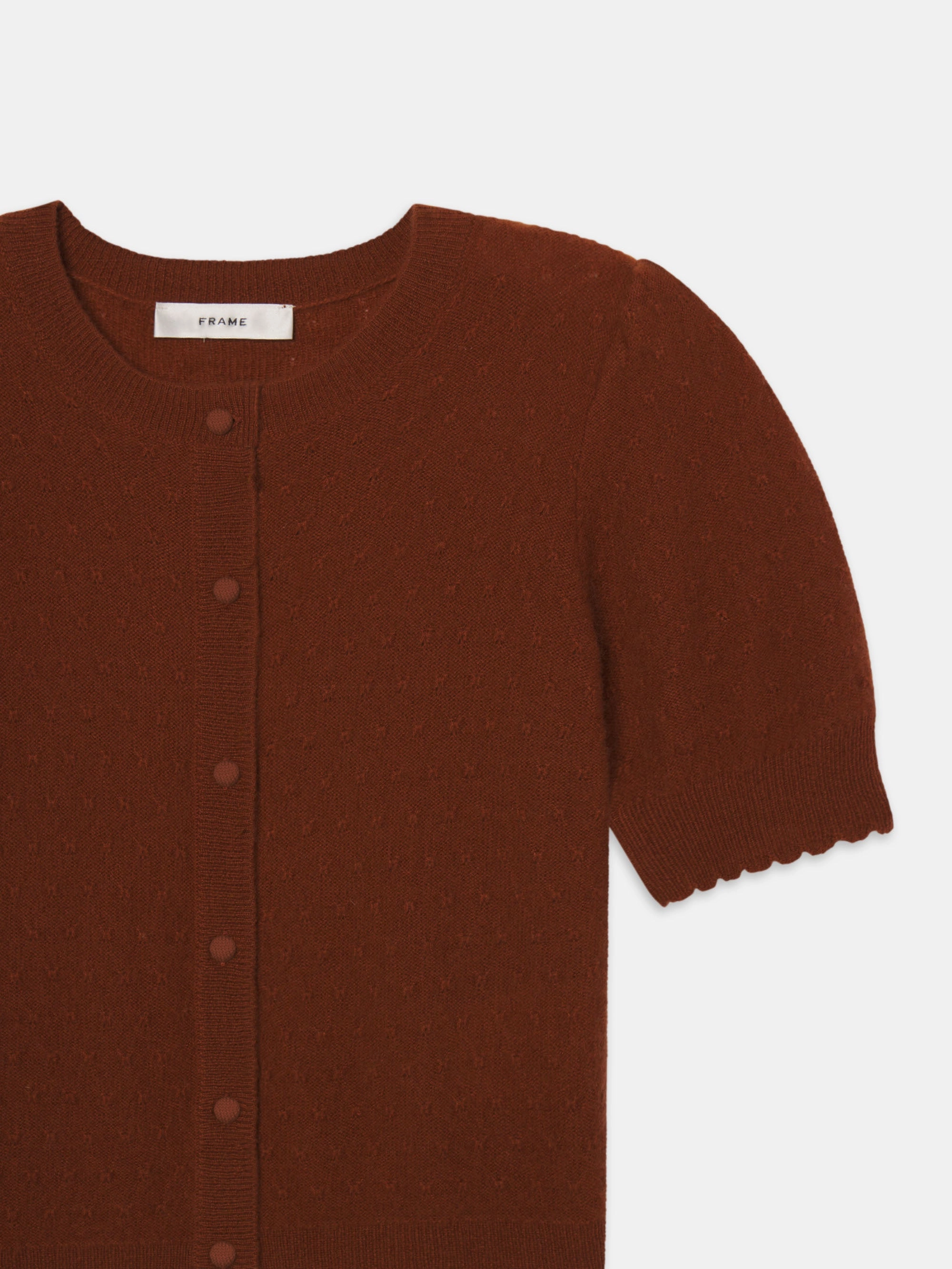 The Cashmere Pointelle Cardi -- Chestnut Breathable Material Fashionable Layer