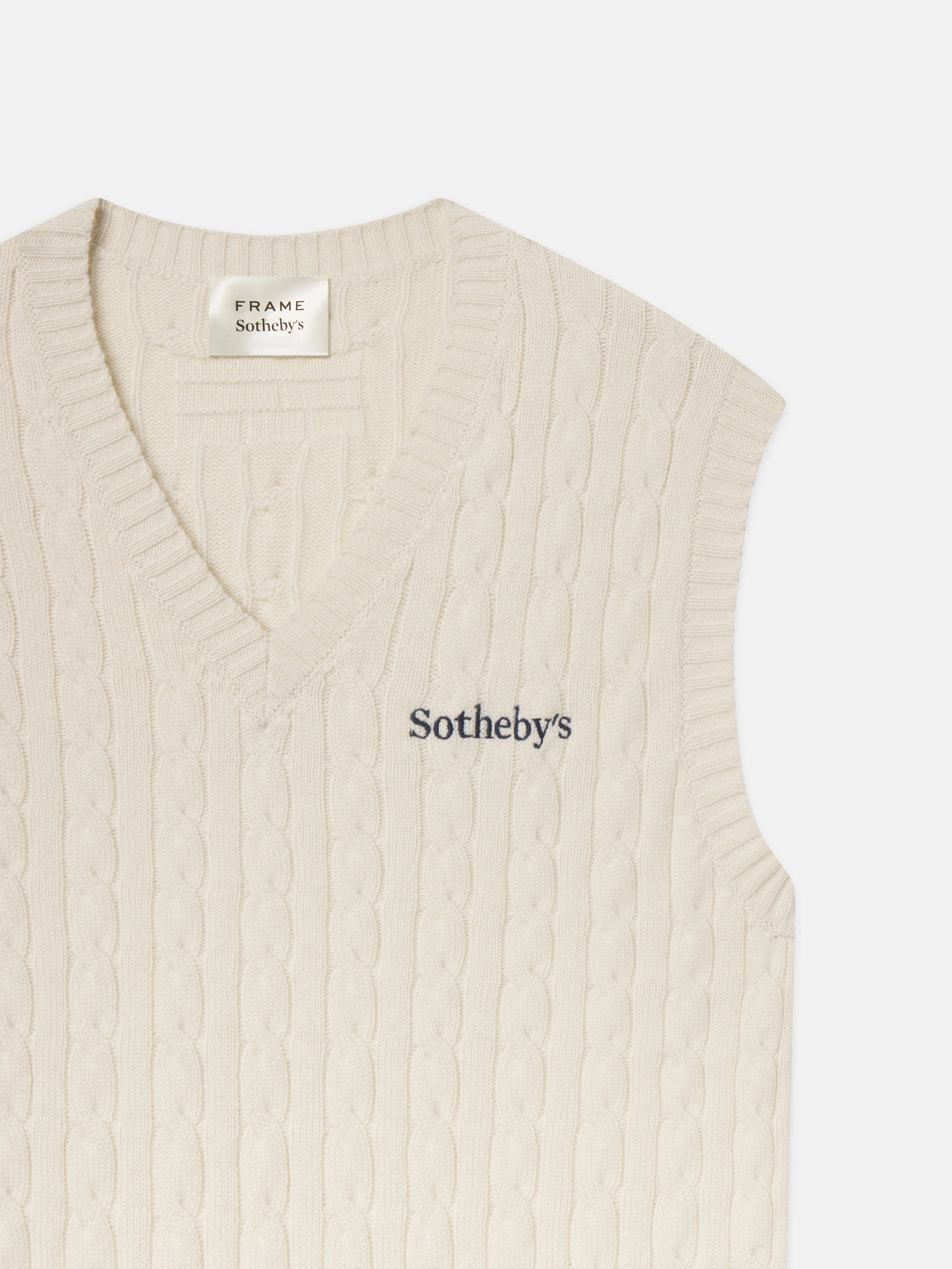 Active Layer Snuggly Knit Sotheby's Unisex Cable Sweater Vest -- Cream