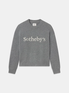 Sotheby's Unisex Cashmere Sweater -- Grey Melange Flatlock stitching