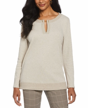 Split Neck Chain Detail Top Fashion Essential