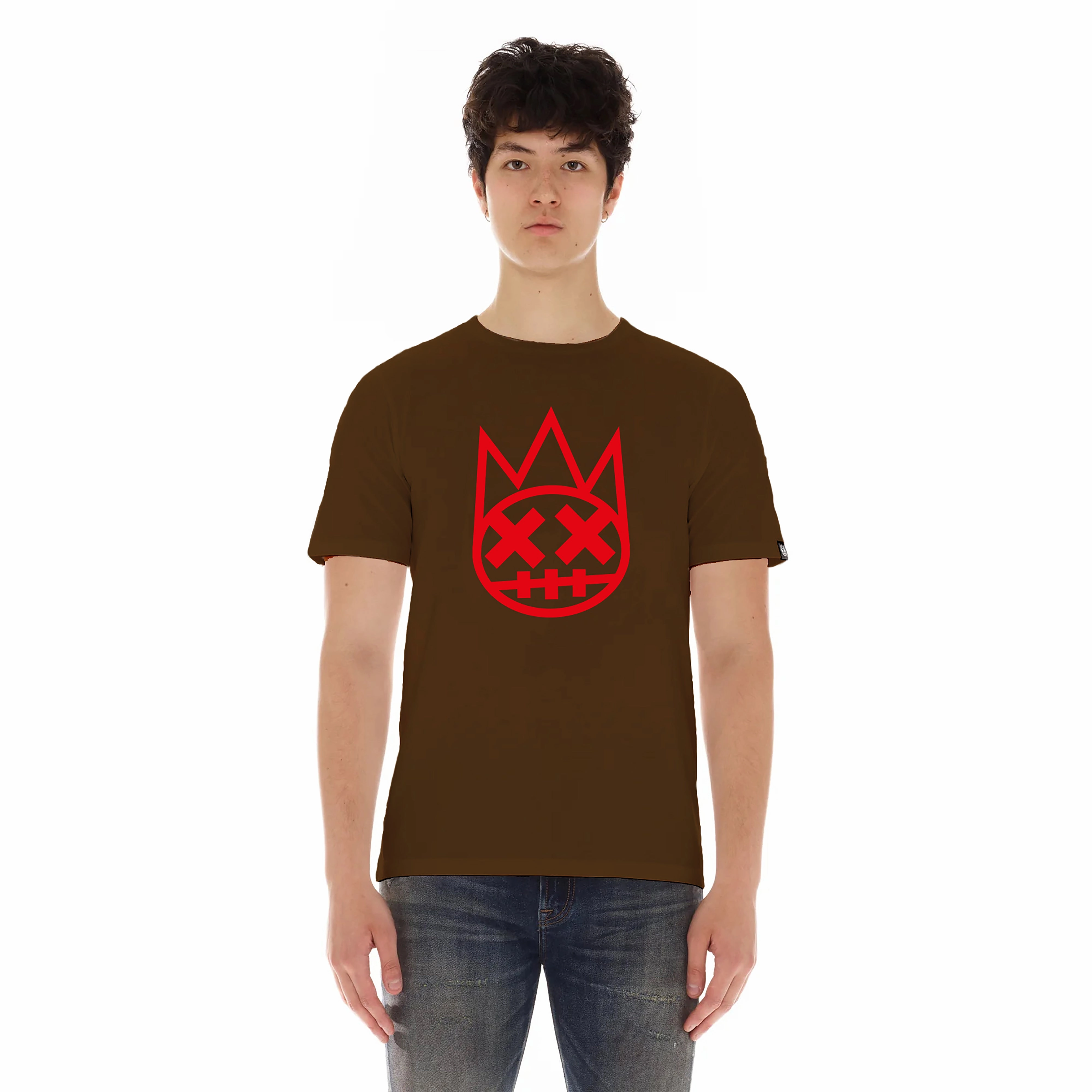 Cult's Red Shimuchan Short Sleeve Crew Neck Tee in Brown Best Seller Chic Vibes