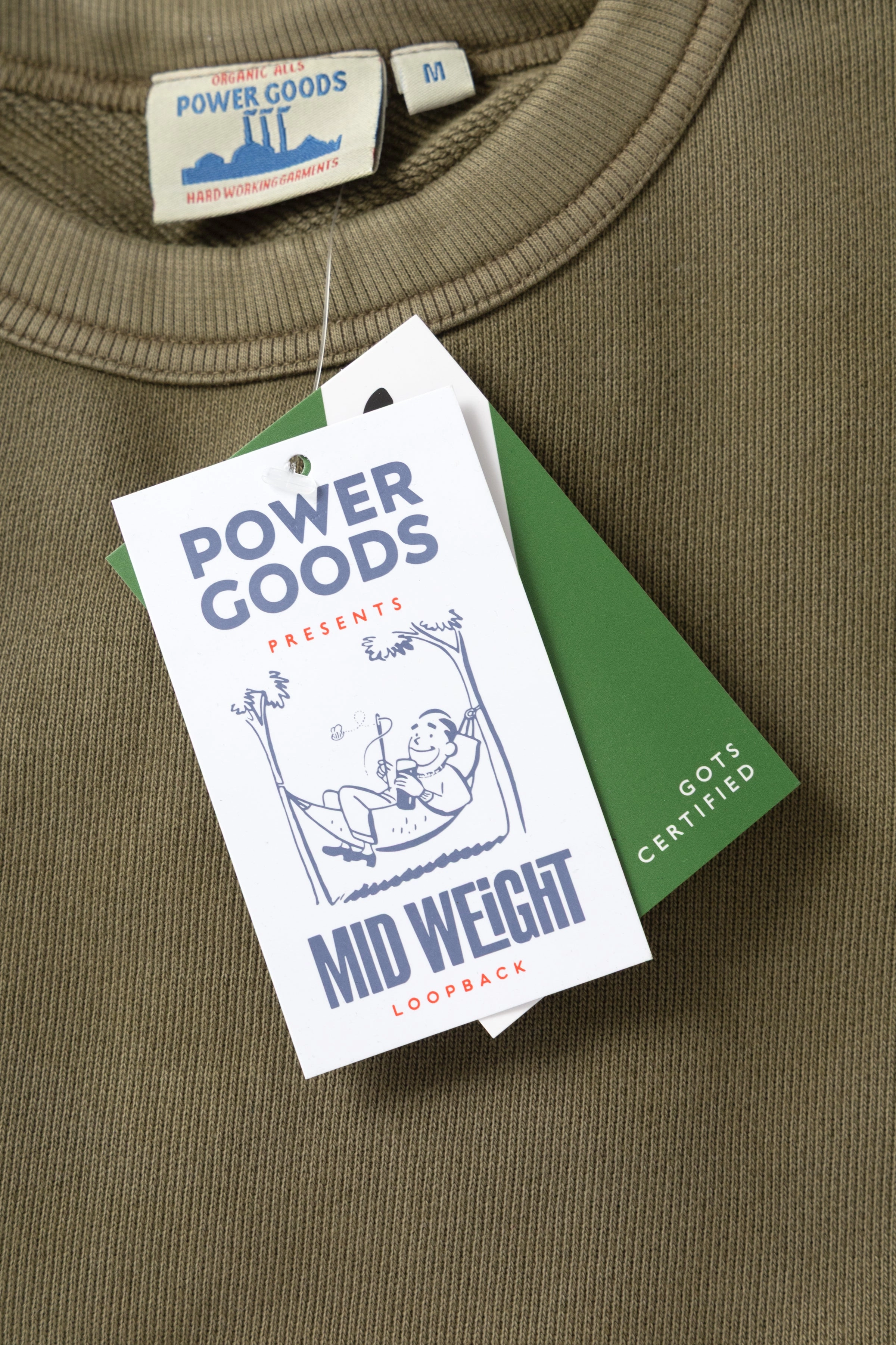Power Goods - Loopback Crewneck - Olive Snug Comfort Layering Knit
