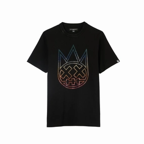 Cult's Heavyweight Short Sleeve Crew Neck Tee "Gradient Logo" in Black Perfect Comfort Wear