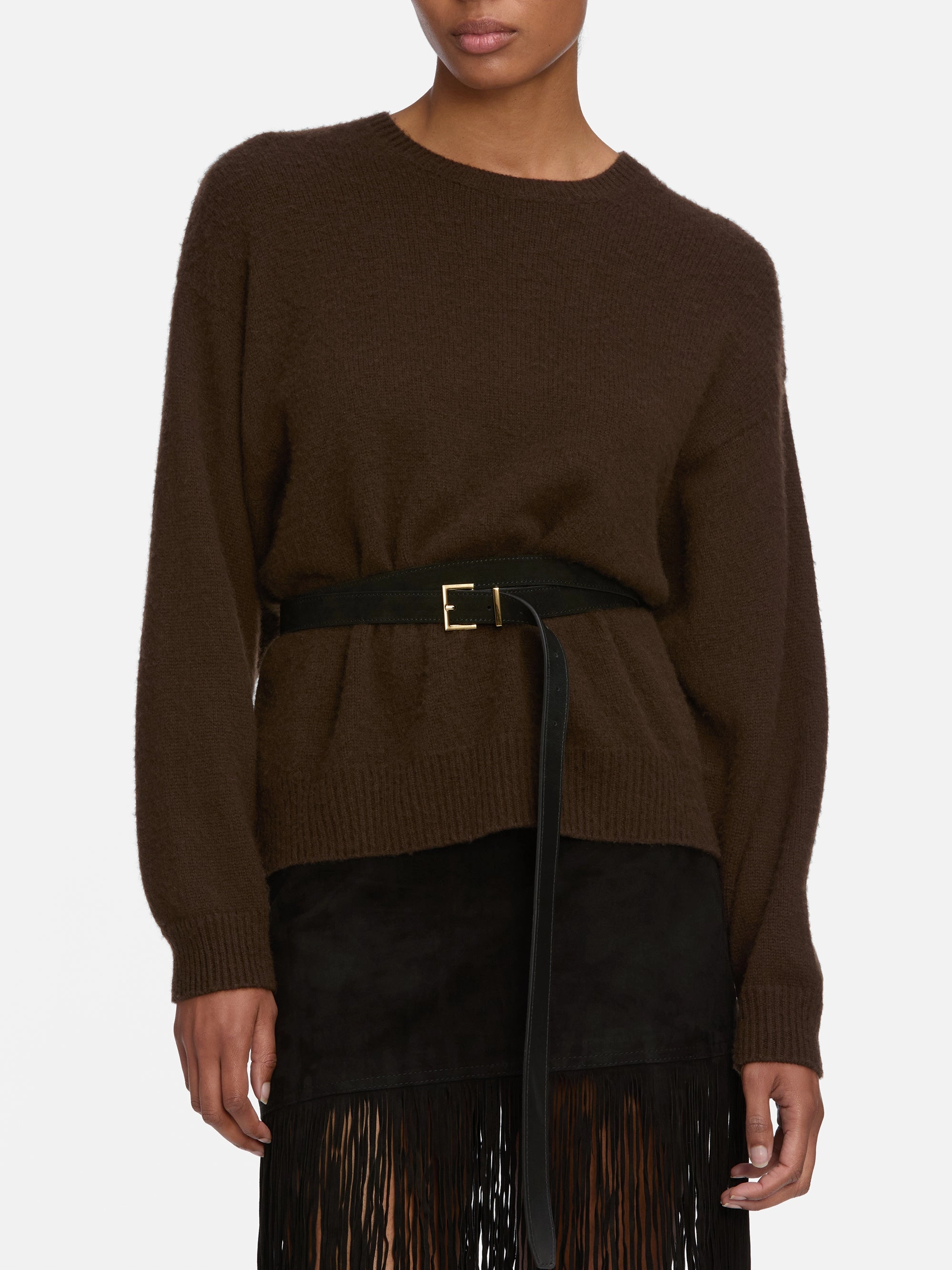 Soft Knit Style Luxury Comfort The Cashmere Brushed Sweater -- Coffee