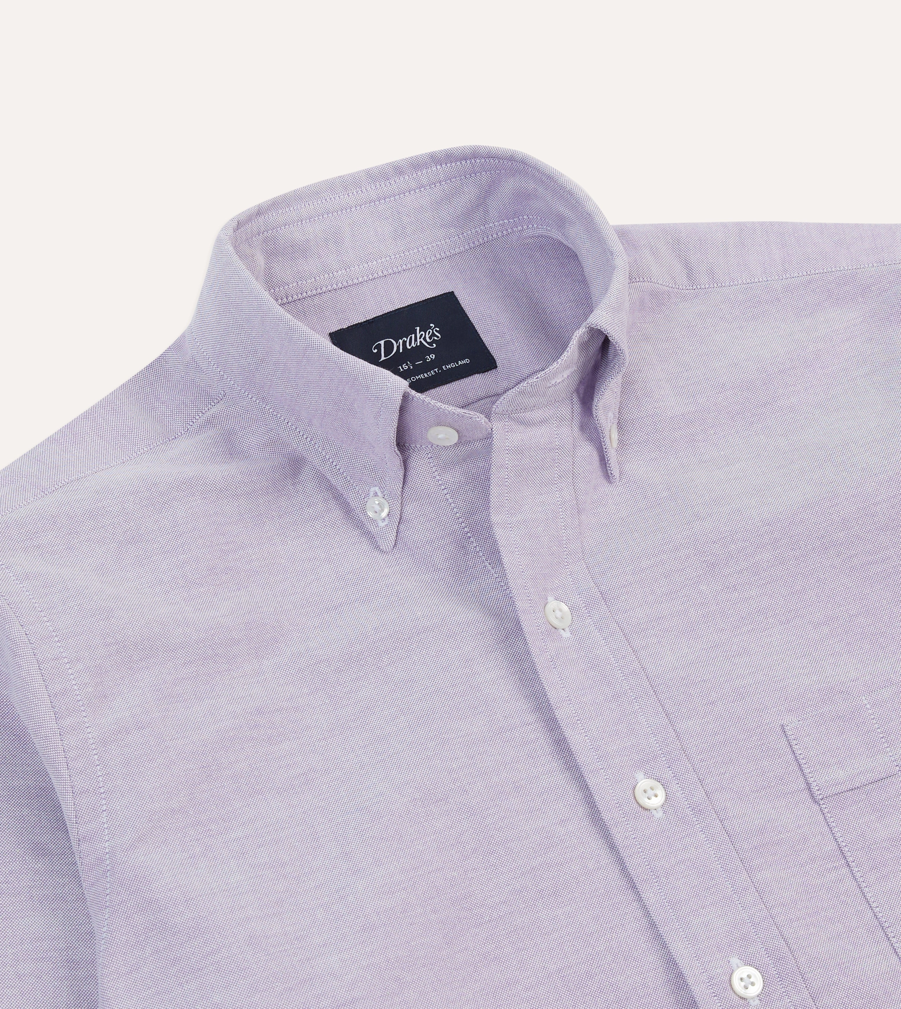 Lilac Cotton Oxford Cloth Button-Down Shirt V-neck style Cooling Mesh Lining