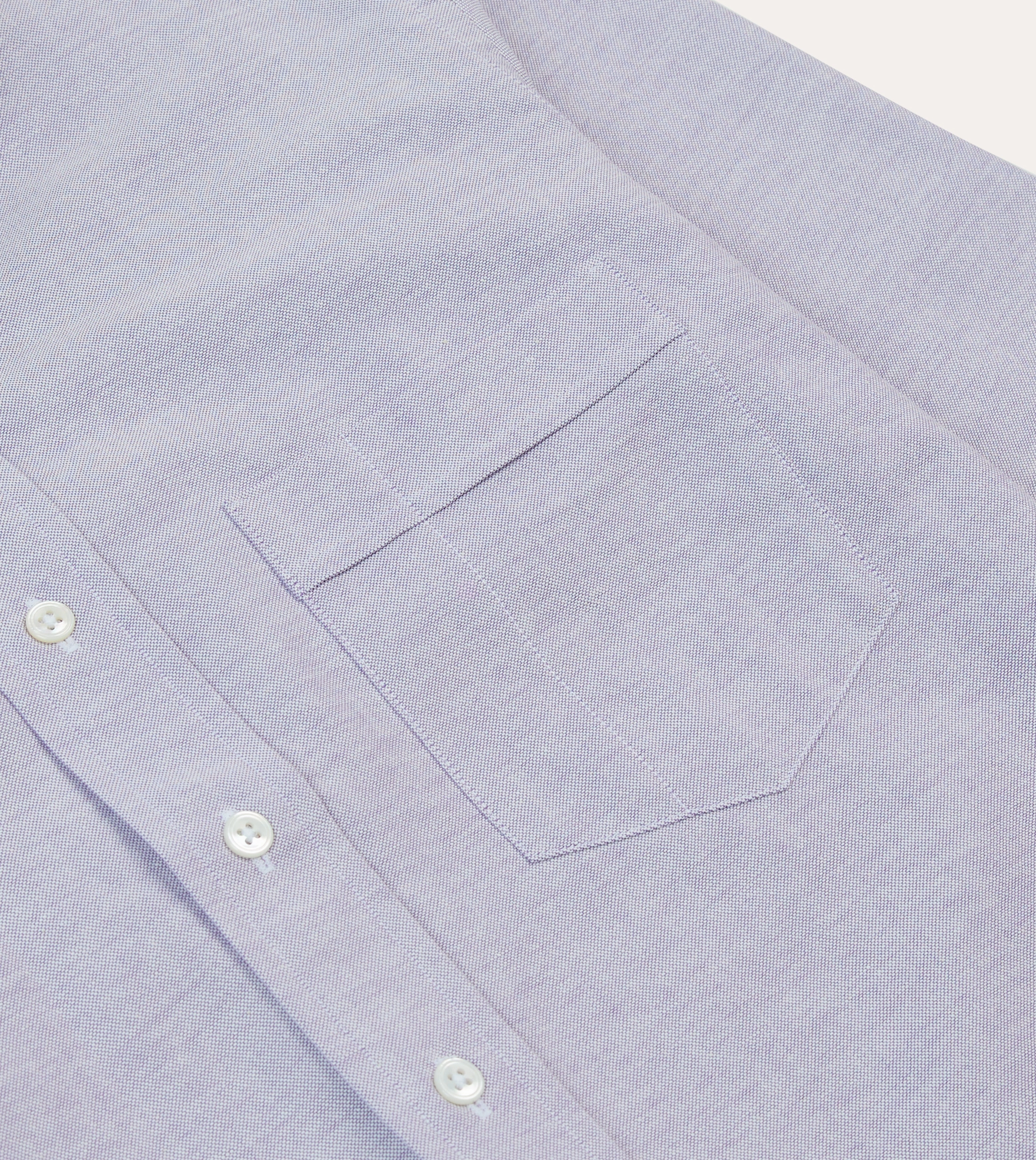 Lilac Cotton Oxford Cloth Button-Down Shirt Seamless Side Panels Relaxed Fit