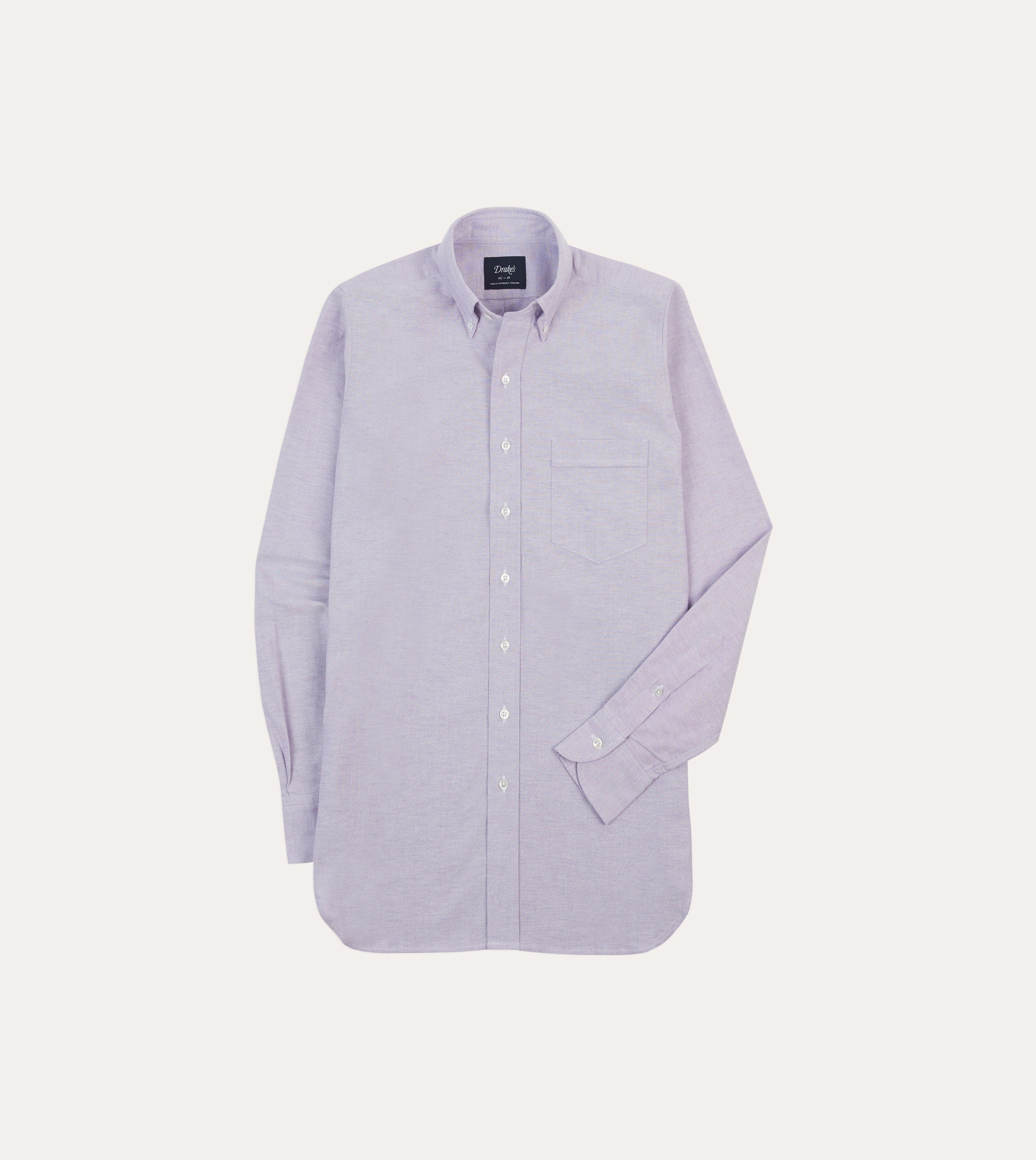 Lilac Cotton Oxford Cloth Button-Down Shirt Trendy Layer