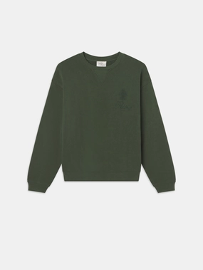 Ritz Unisex Tonal Logo Crewneck -- Hunter Green Windproof Weave Quick Dry Weave