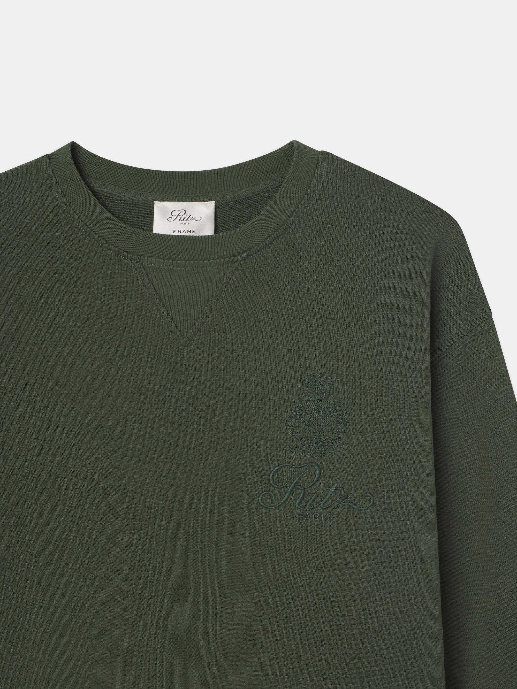 Ritz Unisex Tonal Logo Crewneck -- Hunter Green Sleek Performance Outdoor Flex