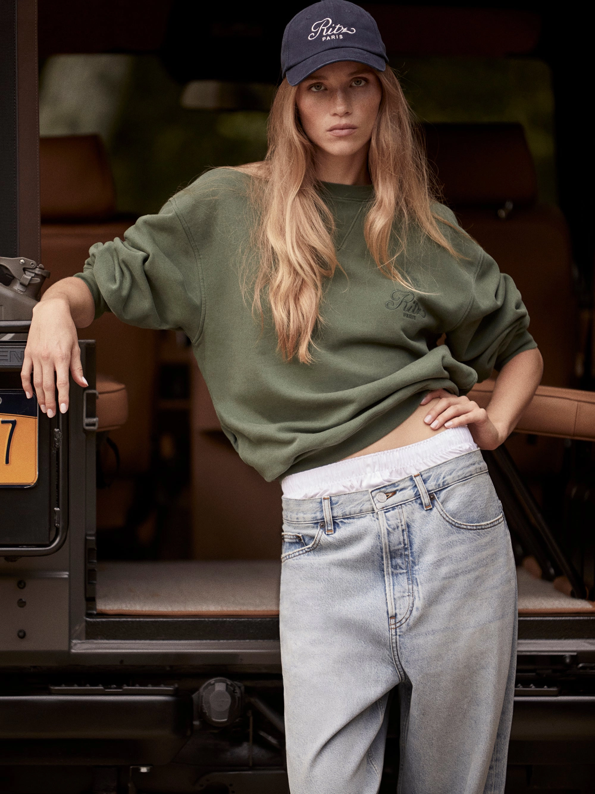 Ritz Unisex Tonal Logo Crewneck -- Hunter Green Casual Performance Ventilated Underarm Design