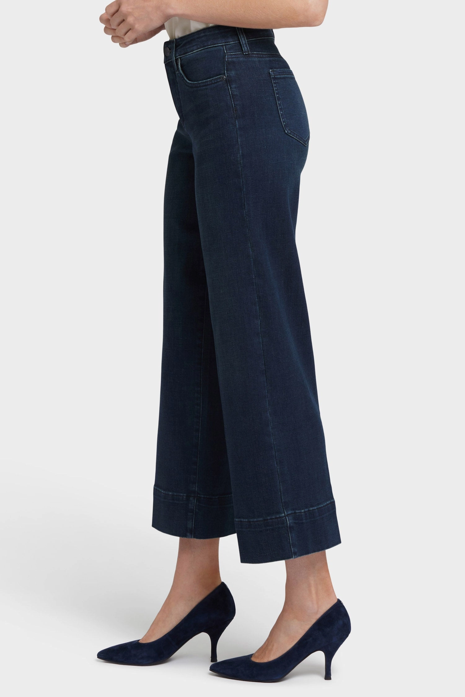 All Season Fabric Weight Teresa Wide Leg Ankle Jeans - Obsidian Blue
