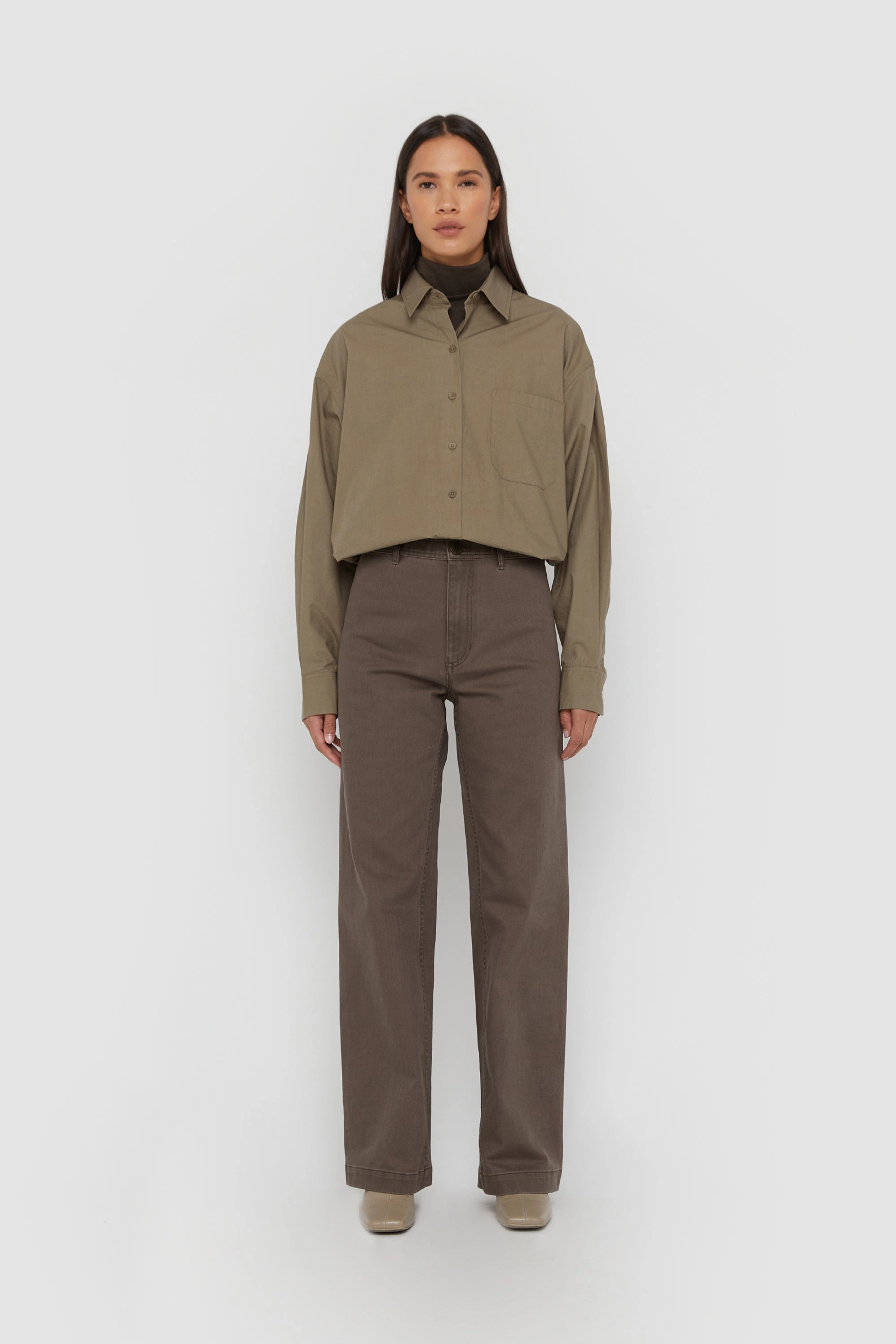 STRAIGHT LEG TWILL PANT Side zipper