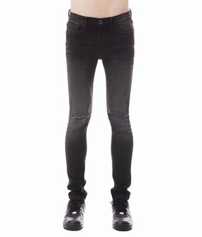 Strat Super Skinny Jeans ?C Vintage Black, Ripped Stretch Denim Premium Material Everyday Classic Wear Comfy