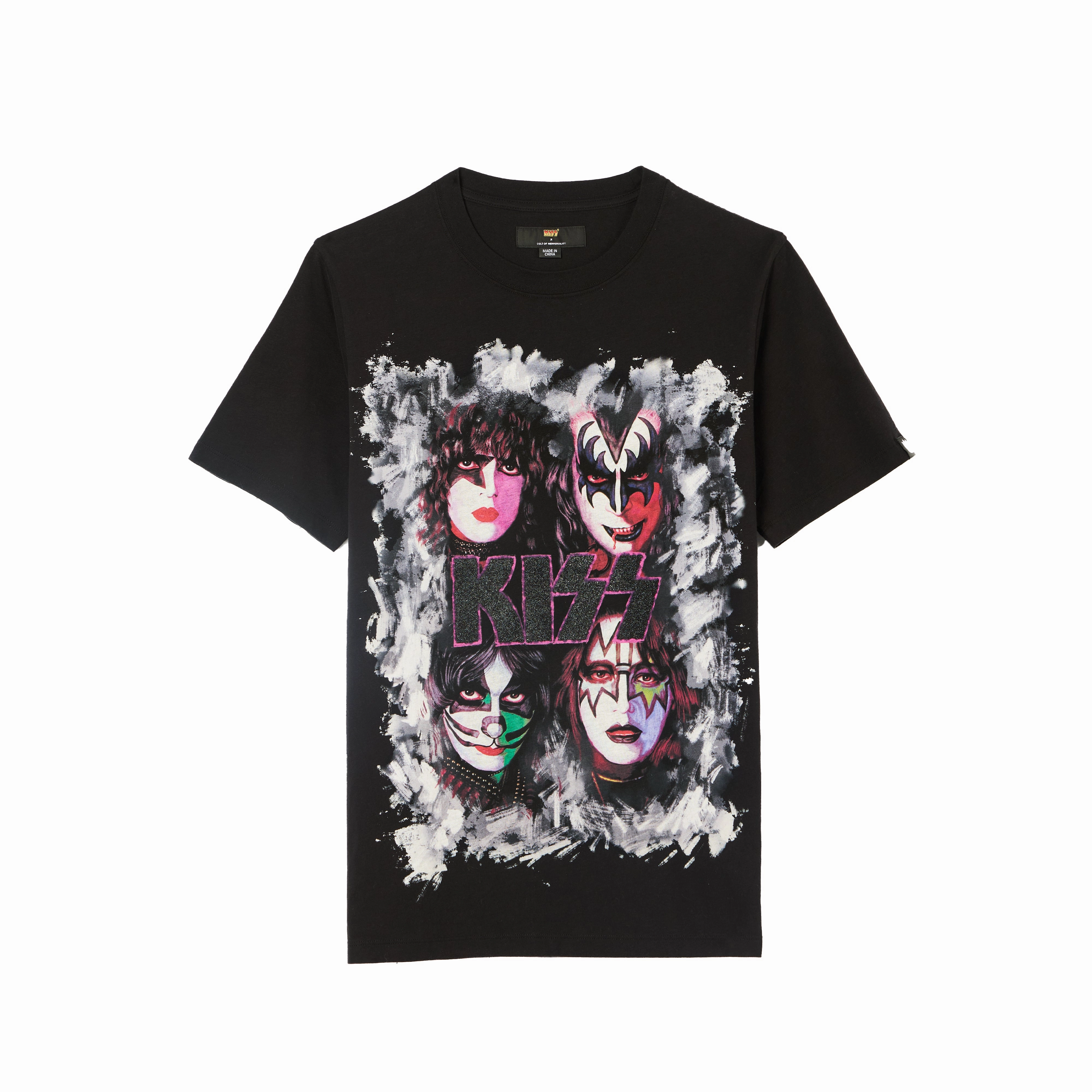 Pre Shrunk Cotton Cult's Heavyweight Short Sleeve Crew Neck Tee "Kiss Painted" in Black