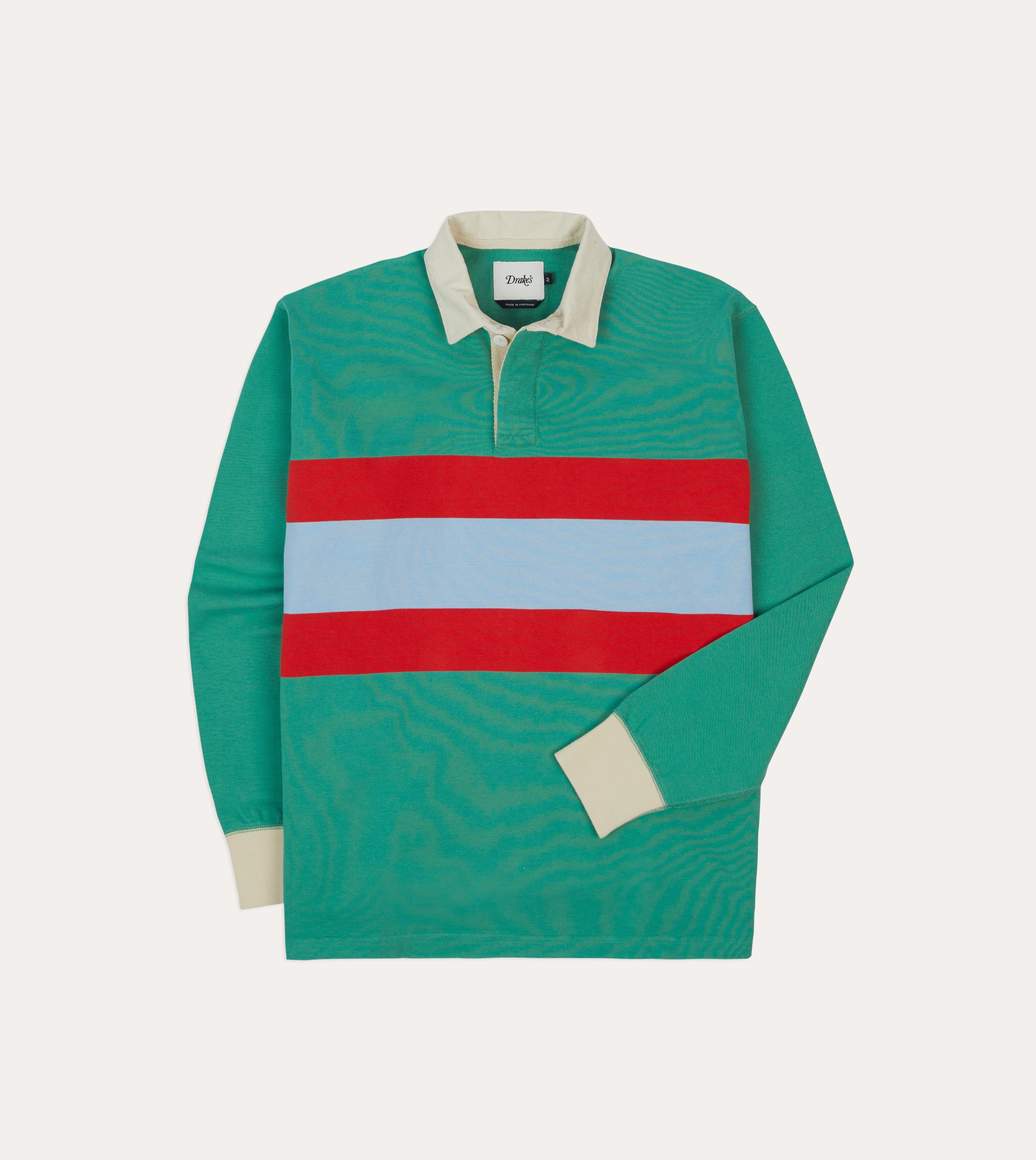 Green, Blue and Red Centre Stripe Cotton Rugby Shirt comfortable option