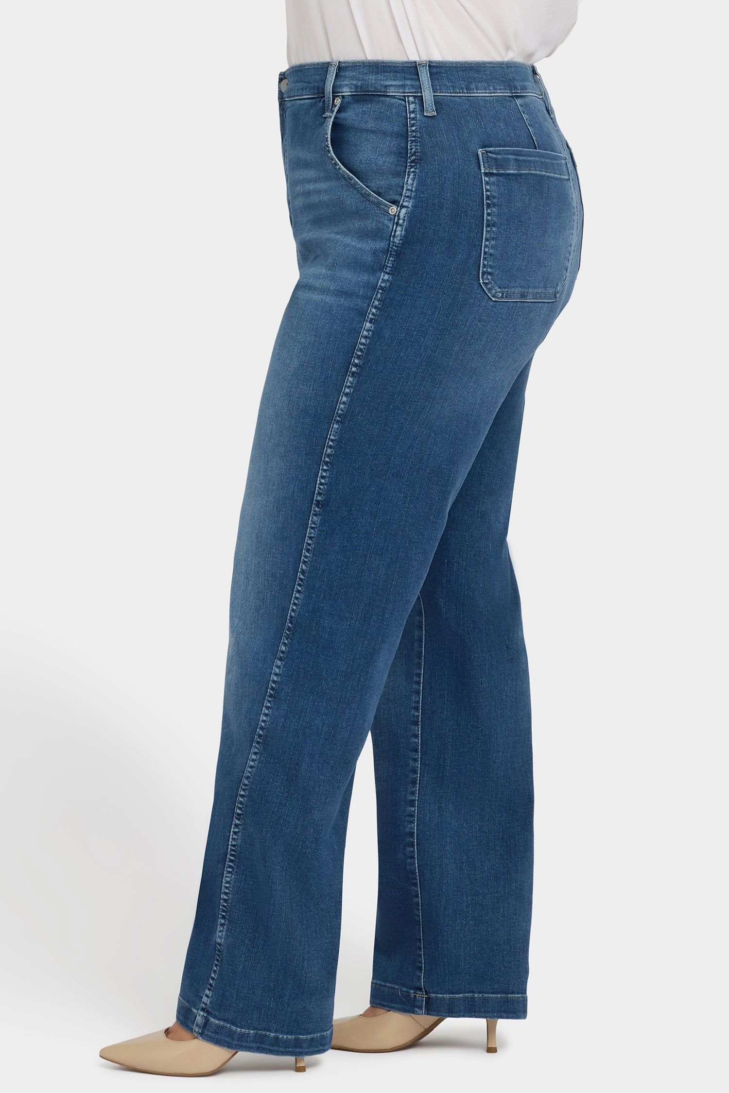 Brooke Loose Straight Jeans In Plus Size - Opera Blue Classic Five Pocket Design