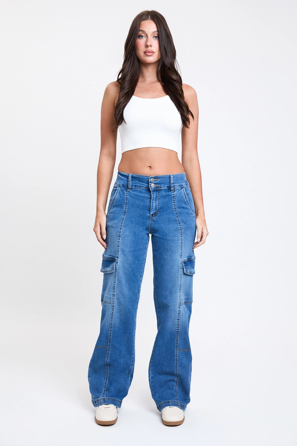 Women's Straight Cargo Jeans Smart Utility Relaxed Fit