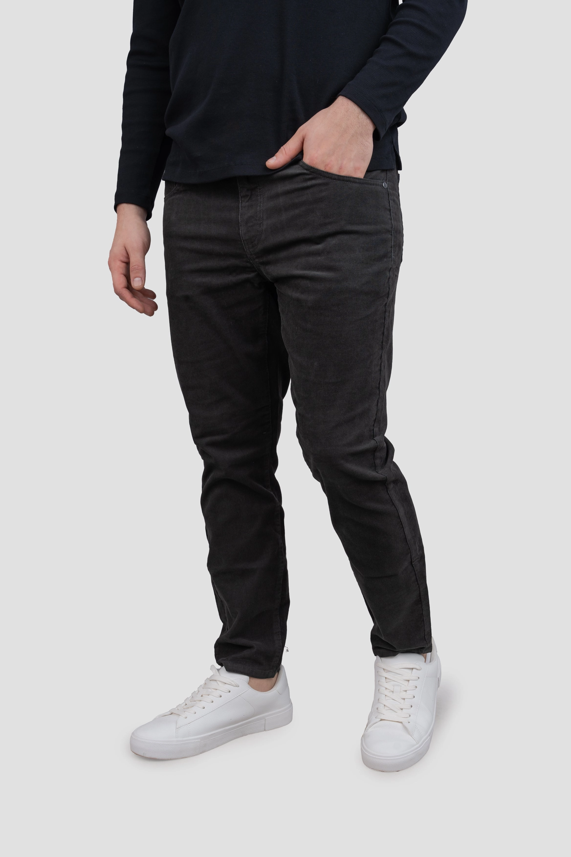 Stretch Cord 5 Pocket Pants Graphite Active Wear Minimalist Pocket Design