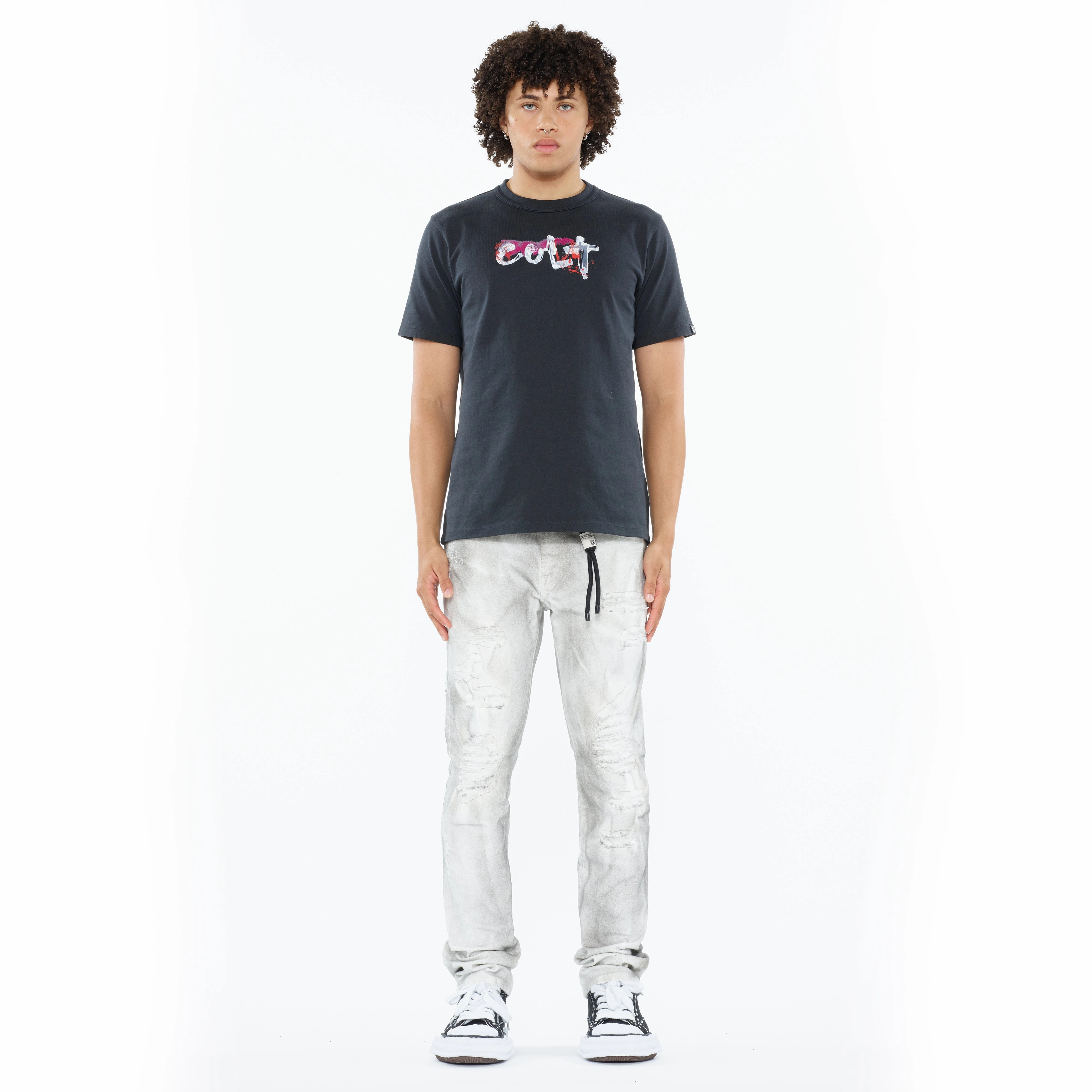 Adjustable Fit Cult's Heavyweight Short Sleeve Crew Neck Tee "Artist Logo" in Steel