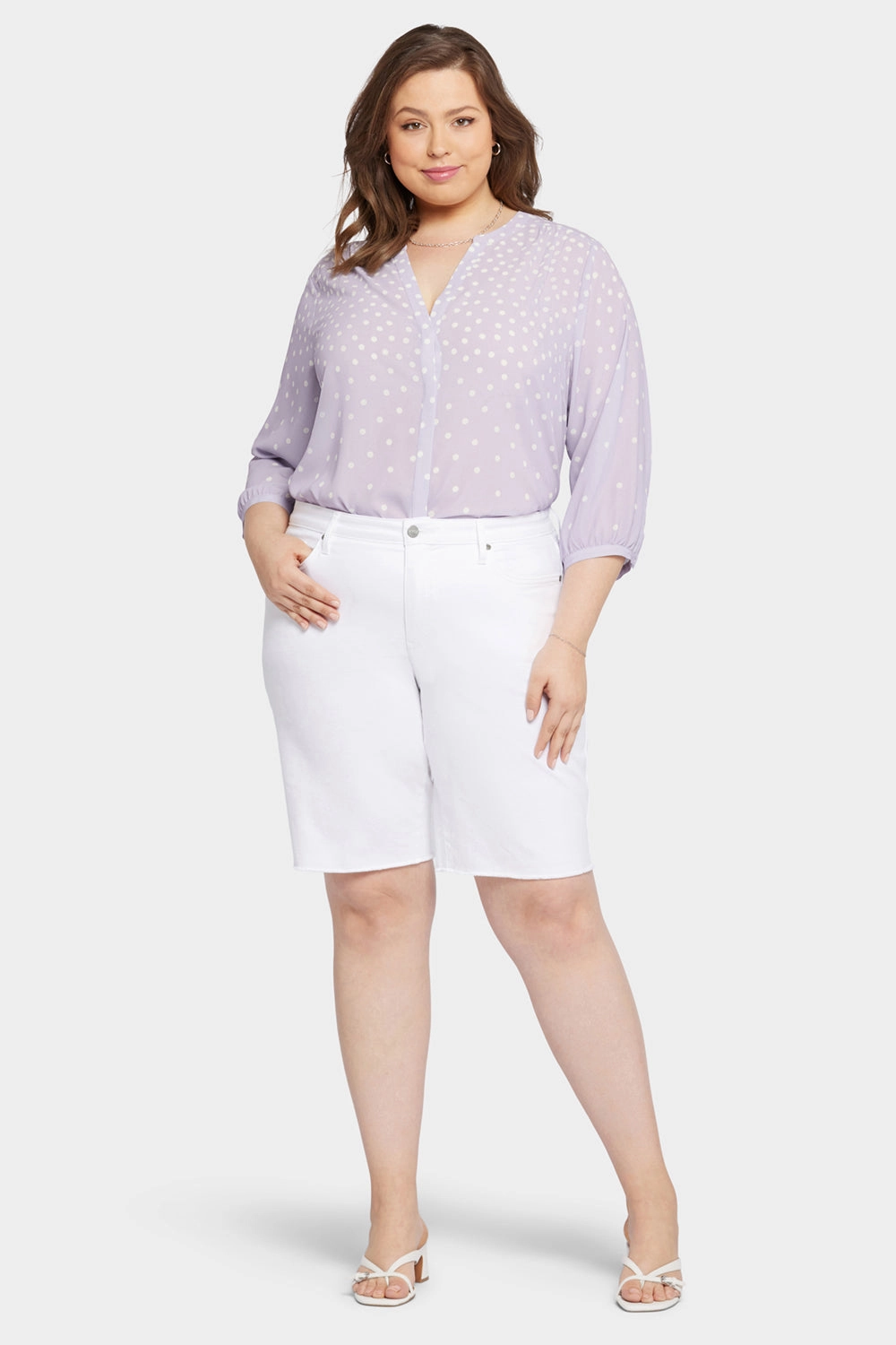 Outdoor Apparel Non Irritating Seams Boyfriend Denim Shorts In Plus Size - Optic White