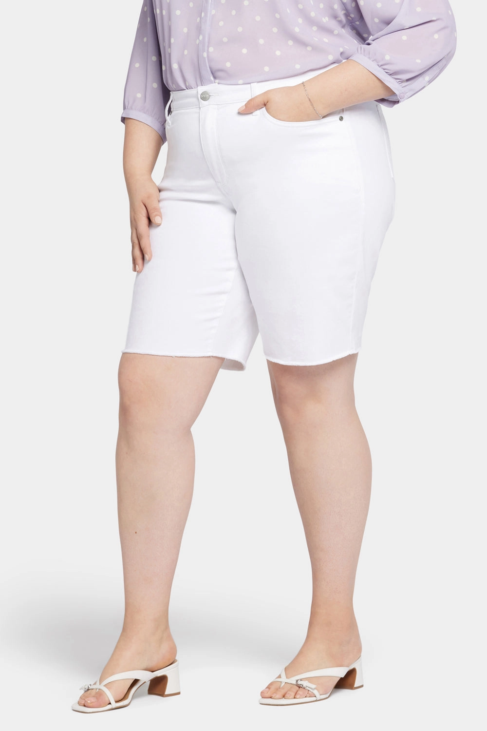 Boyfriend Denim Shorts In Plus Size - Optic White Contoured Articulation swimming accessory