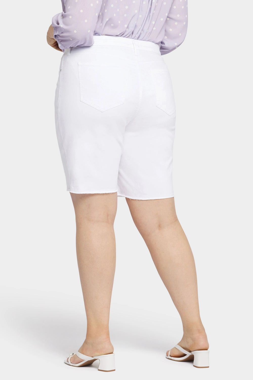 Boyfriend Denim Shorts In Plus Size - Optic White Slim Fit Design