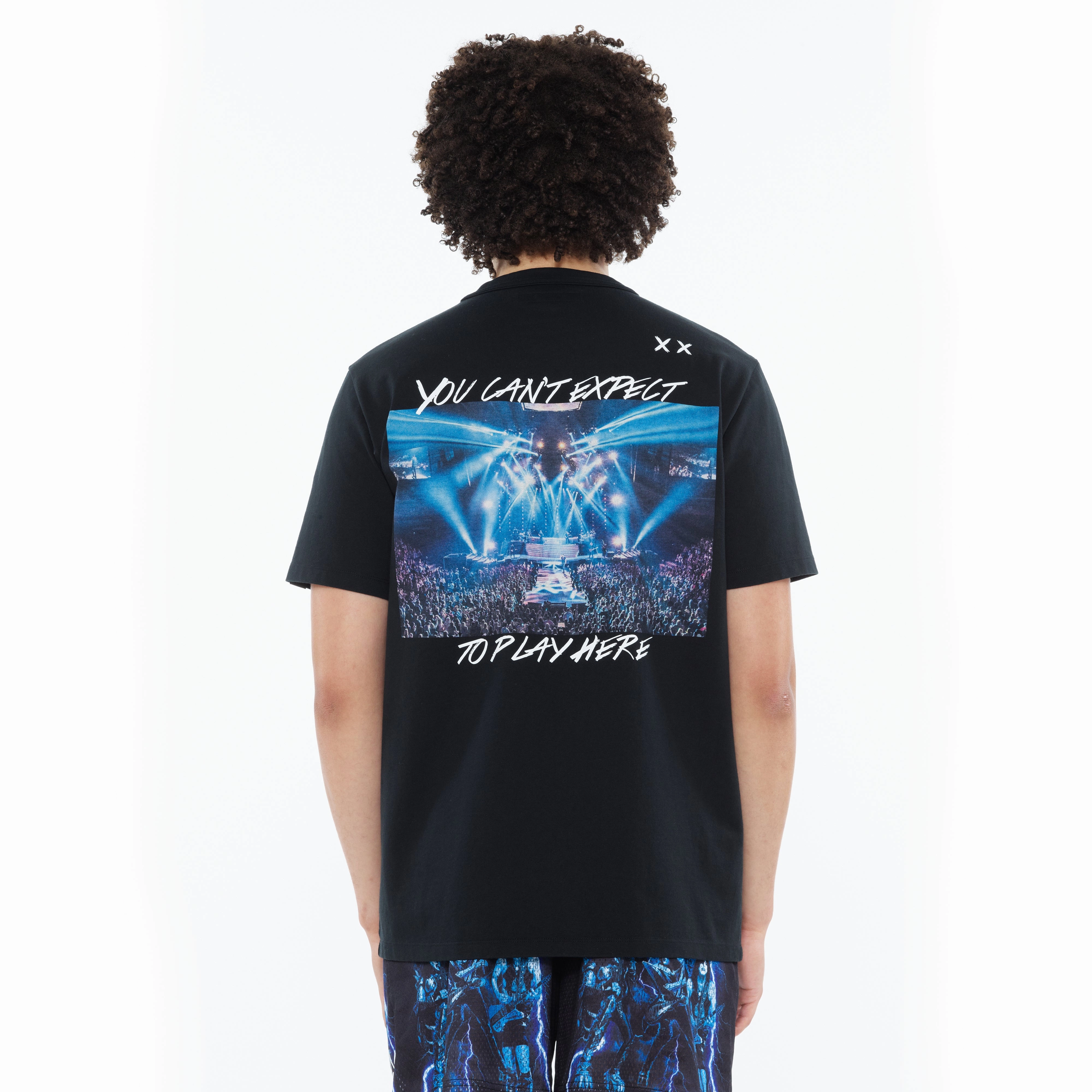 Ultra Soft Texture Cult's Heavyweight Short Sleeve Crew Neck Tee "Play Here" in Black