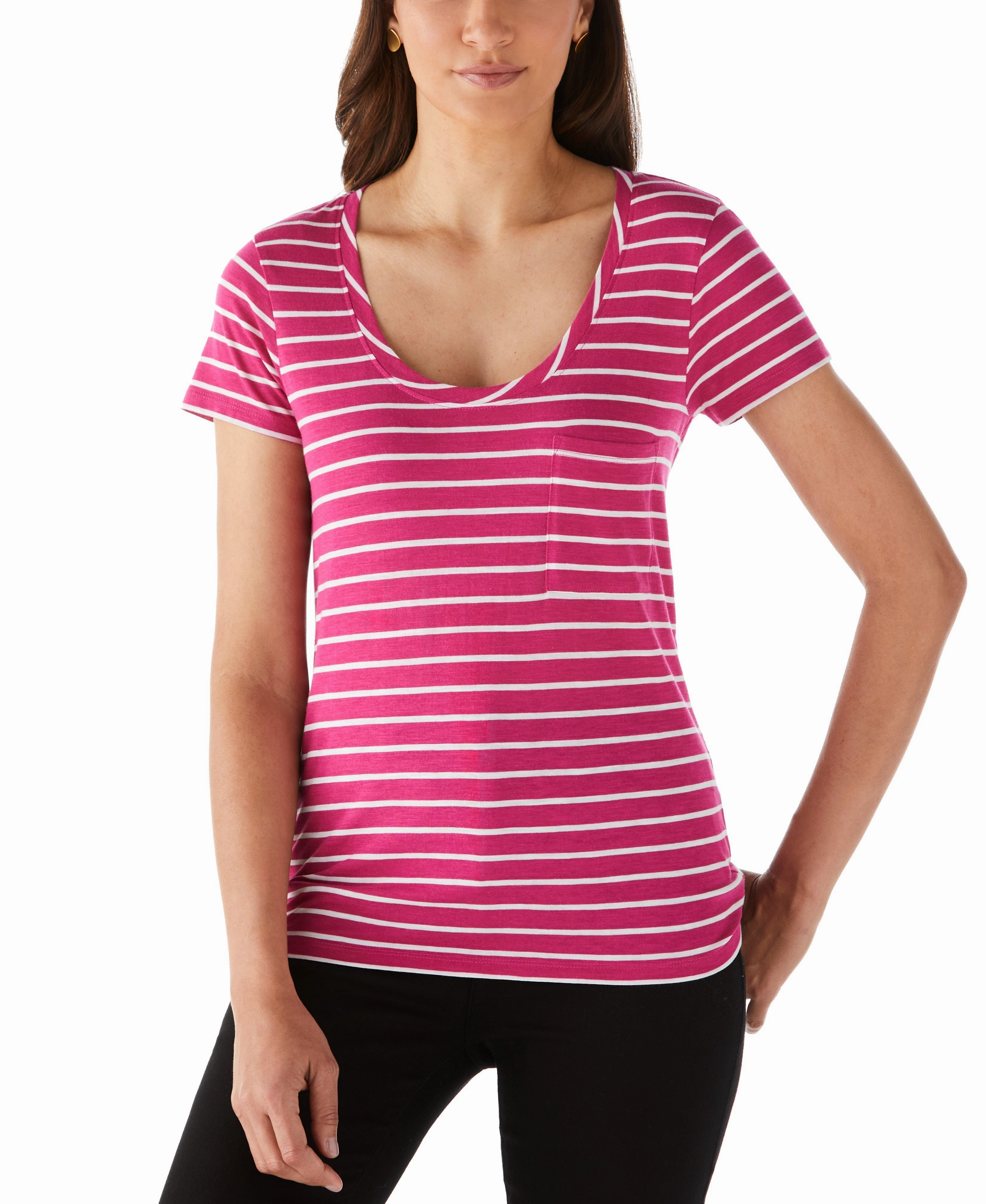 Stripe Slub Tee High Density Weave Stretch Comfort Design
